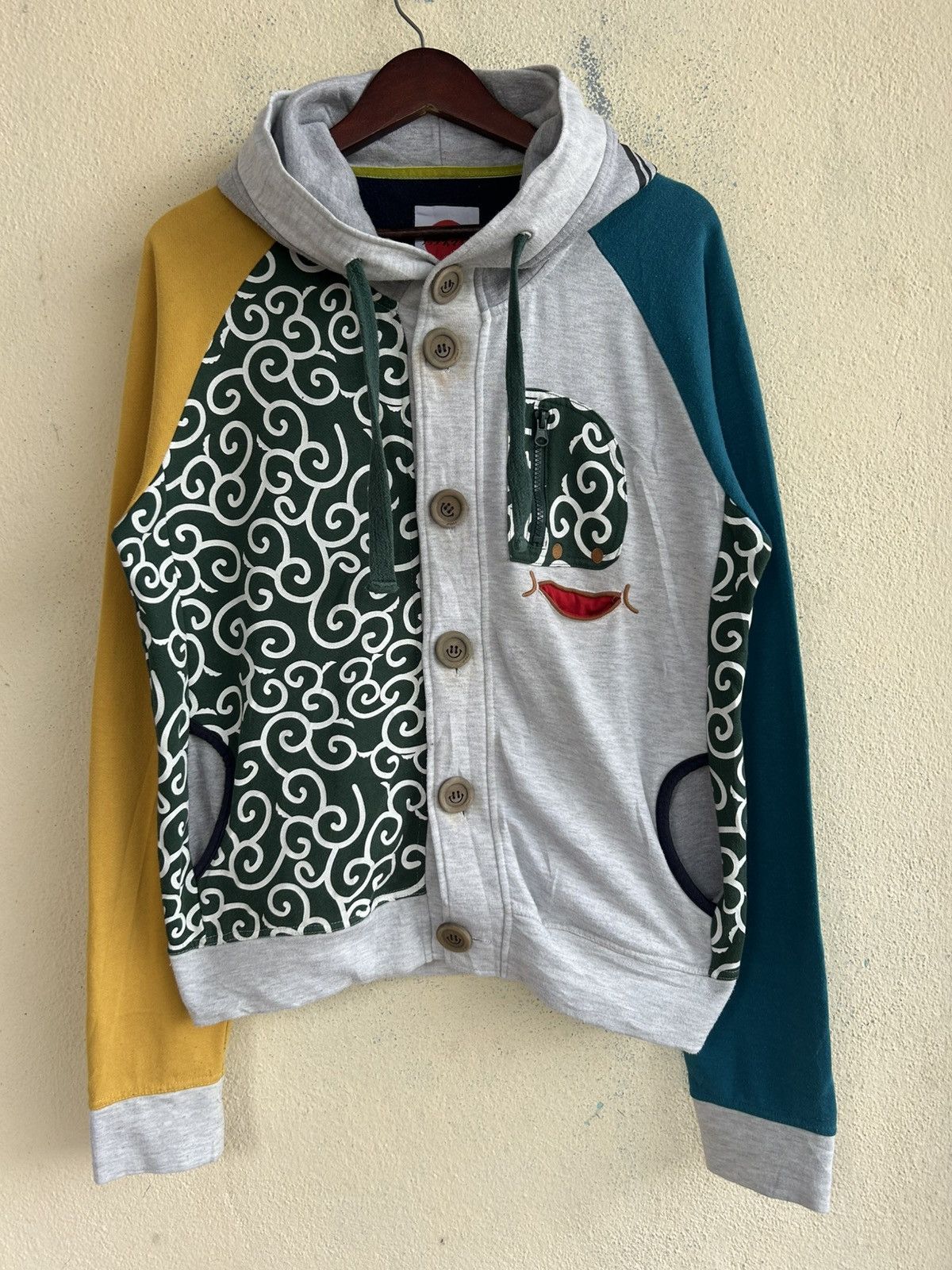 Japanese Brand UP! SMILE JAPAN COLOR BLOCK BUTTON UPS HOODIE Size US L / EU 52-54 / 3 - 1 Thumbnail