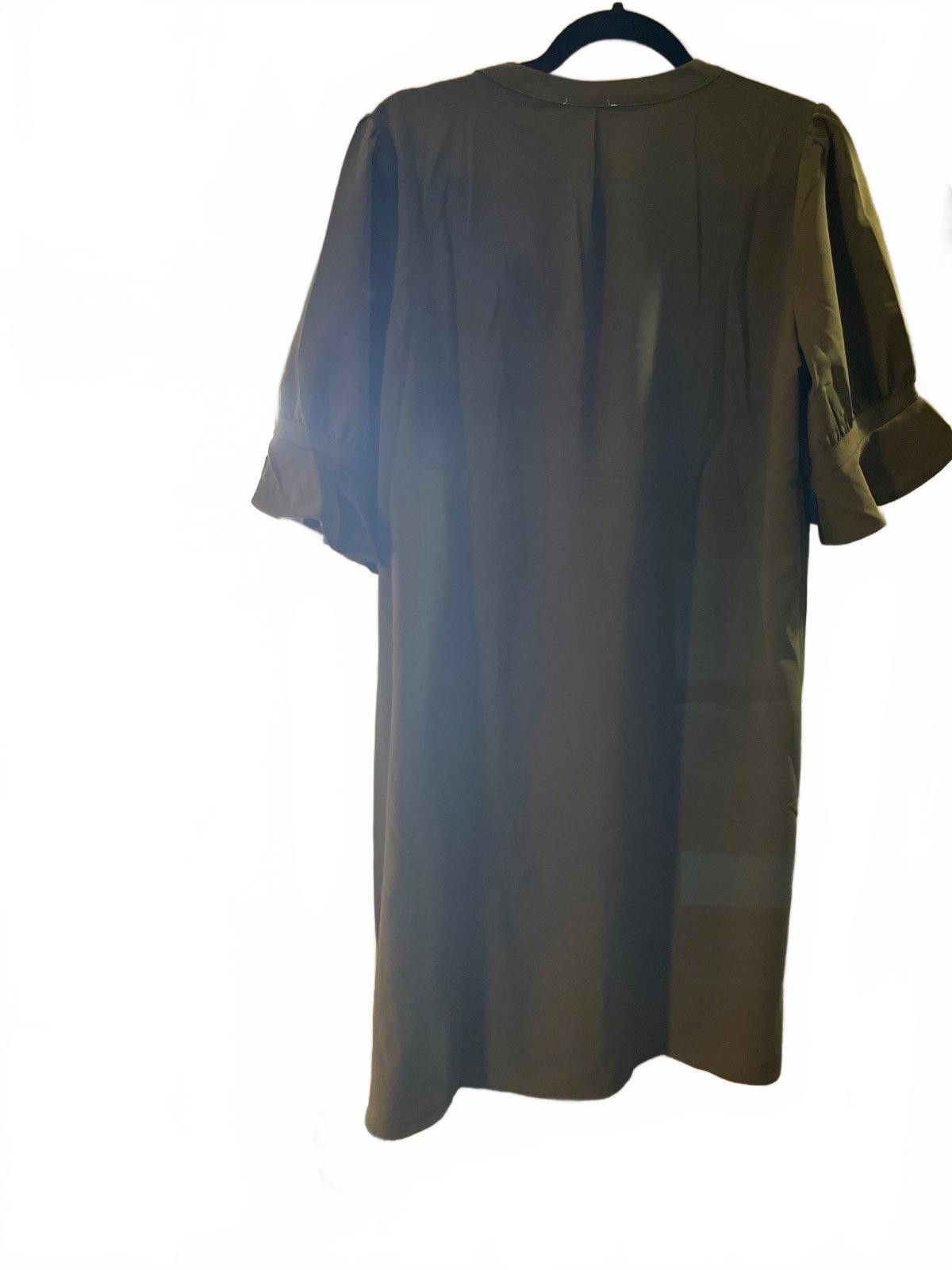 Designer Royal and Reese Chic Olive Green Tunic Dress - Size L Size L / US 10 / IT 46 - 2 Thumbnail
