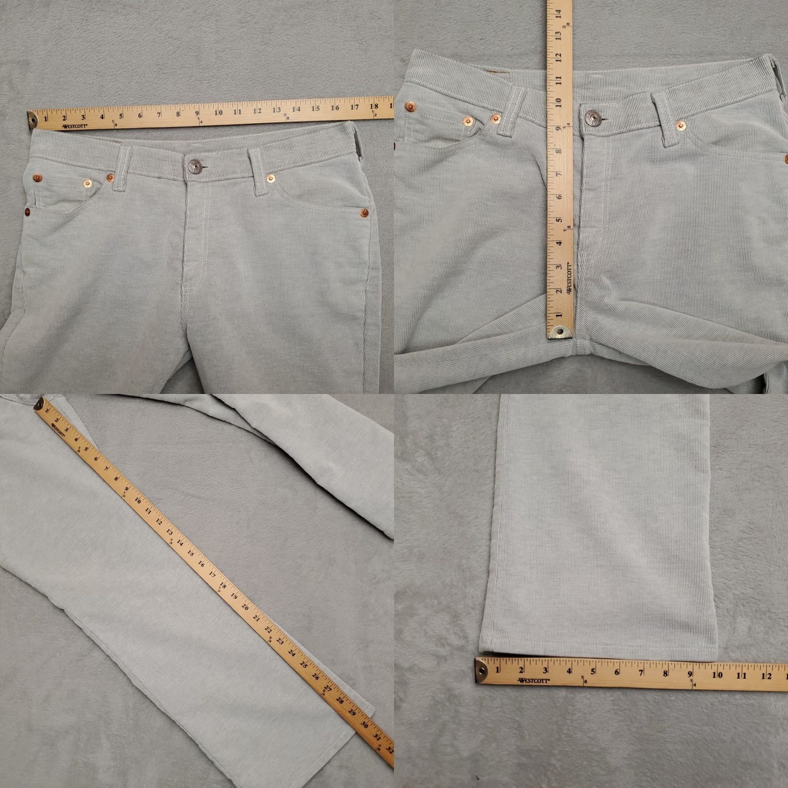 Etro VINTAGE Levis Pants Women 13 Gray Corduroy 517 Boot Cut 90s Style Casual Size 34" / US 12 / IT 48 - 9 Thumbnail