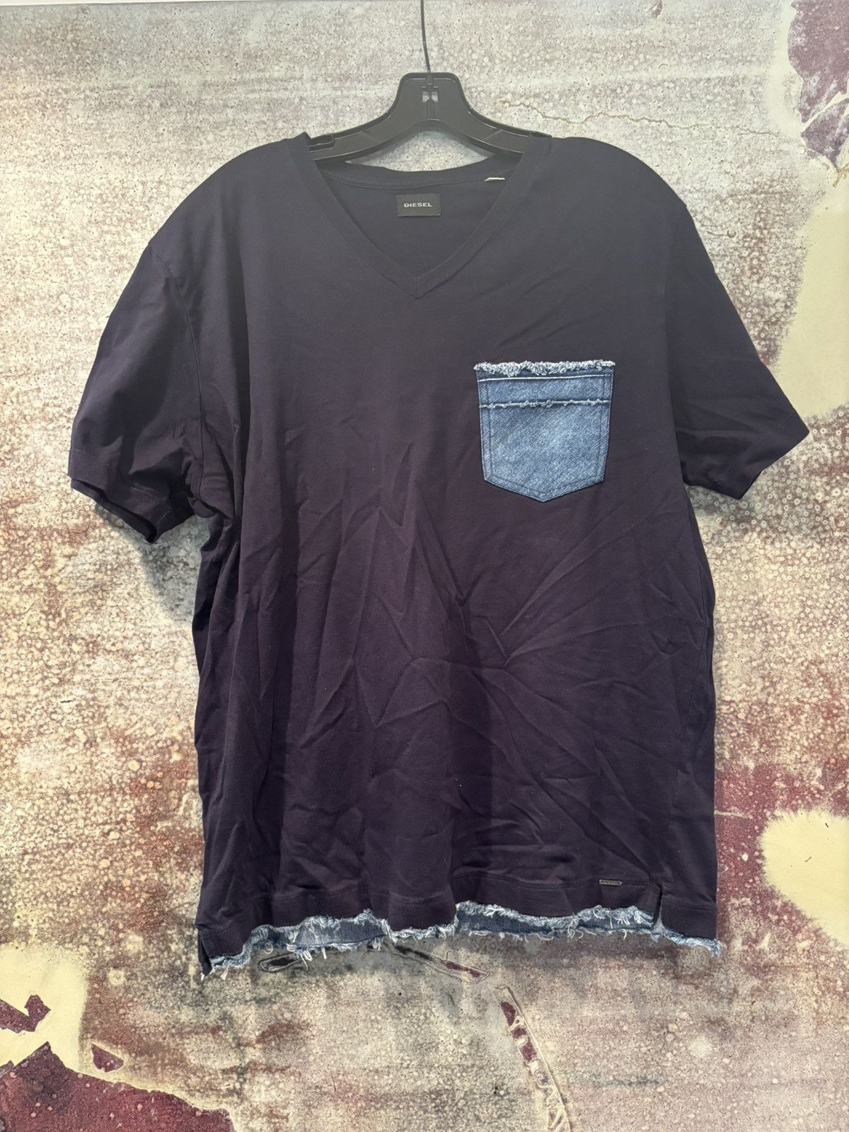 Diesel Diesel Black XL T-Shirt With Denim Pocket and Hem Size US XL / EU 56 / 4 - 1 Thumbnail