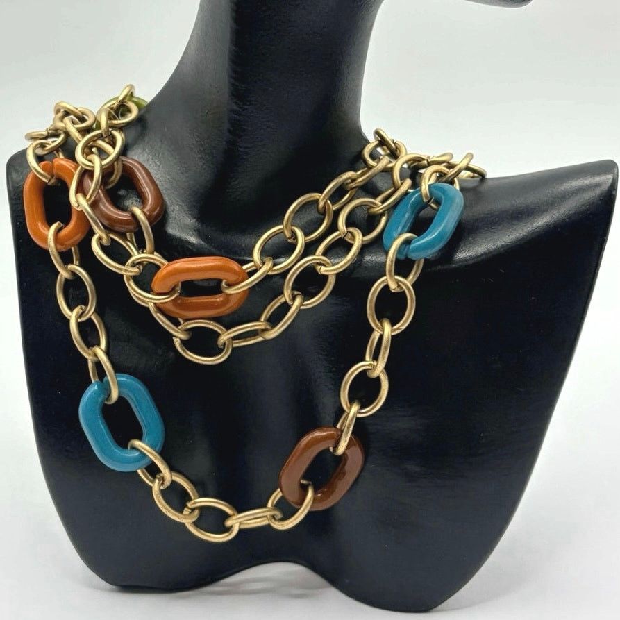 Other Gold & Orange Chain Necklace Size ONE SIZE - 2 Thumbnail