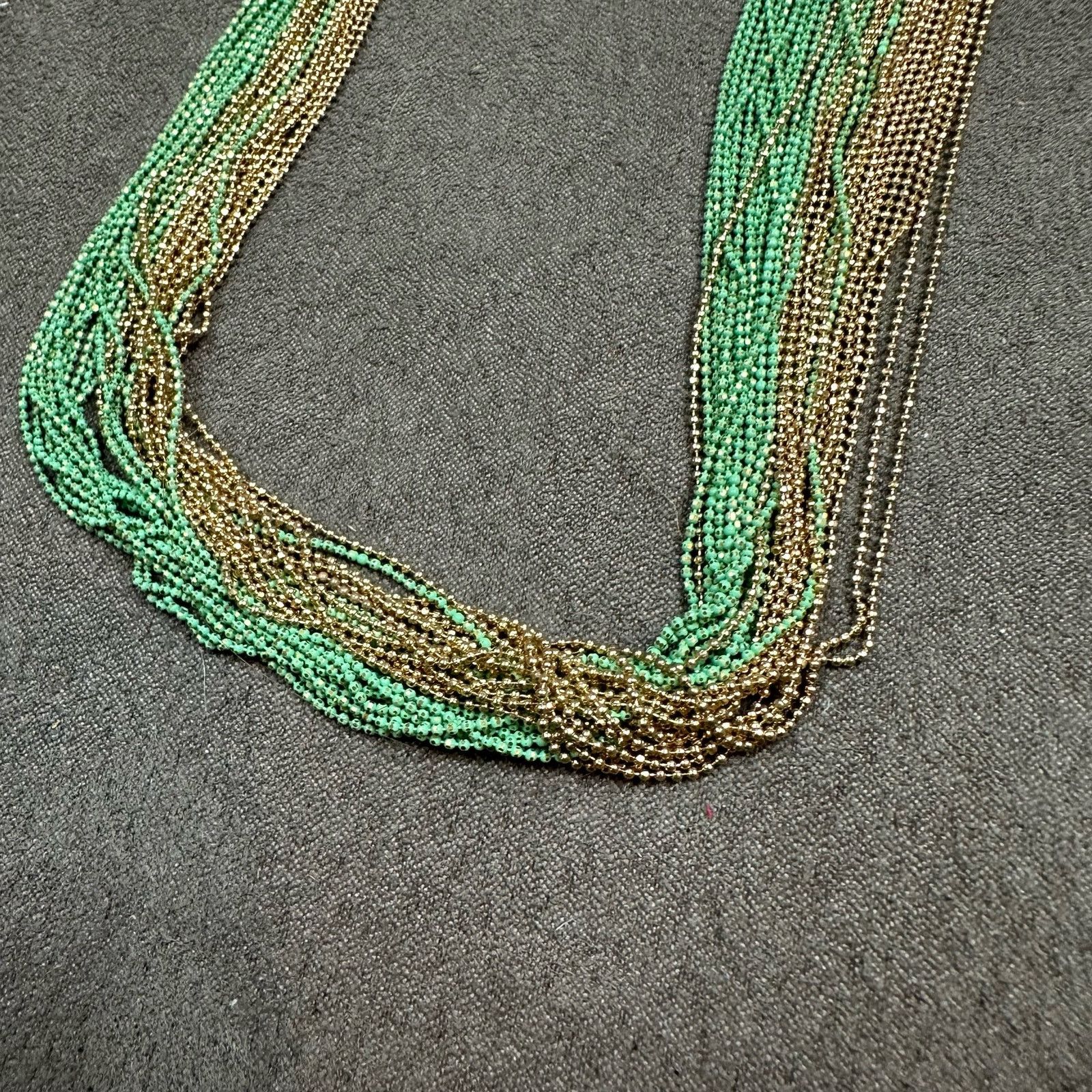 Other ModCloth Chain Arrangement Necklace Mint Green Gold Layered Size ONE SIZE - 5 Thumbnail