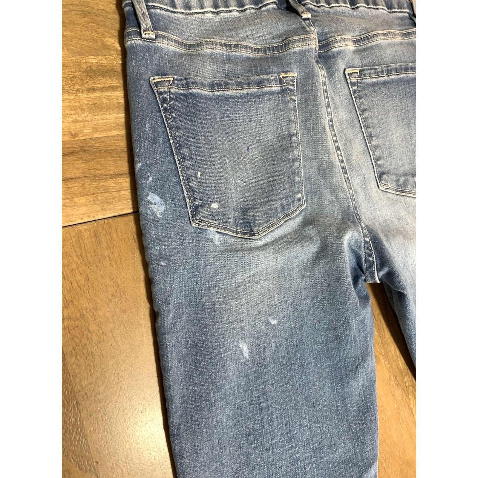 Frame FRAME Jeans Le Crop Flared Mini Boot Women 24x27 Paint Splatter Stretch Mid Rise Denim Cotton Blend Blue 27 Inseam Womens Jeans Size 42" / US 20 - 6 Thumbnail