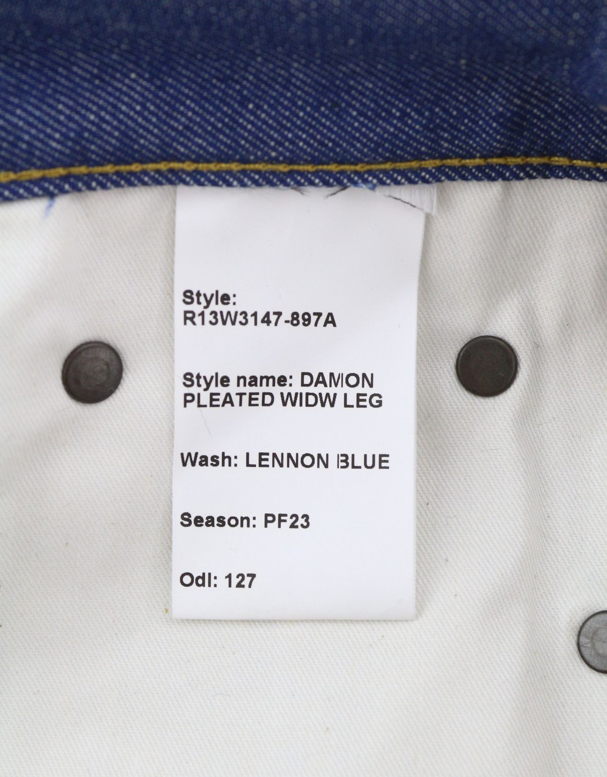 R13 DAMON PLEATED W34 Lennon Blue Rigid Denim 88191 Size 34" / US 12 / IT 48 - 6 Thumbnail