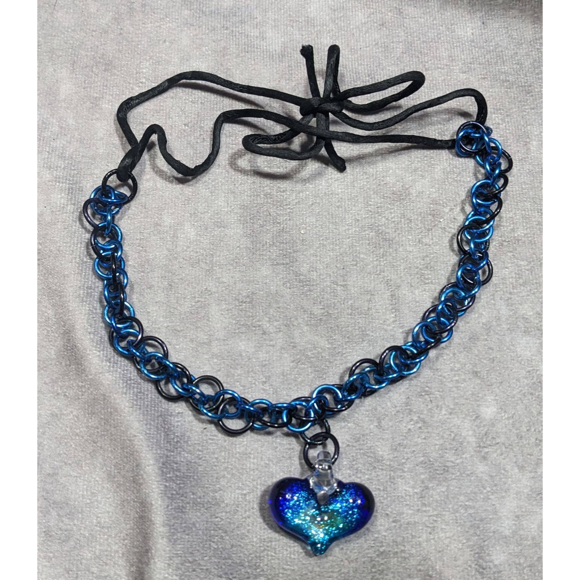 Other Handmade Whimsical Blue Heart And Chainmail Necklace Size ONE SIZE - 8 Thumbnail