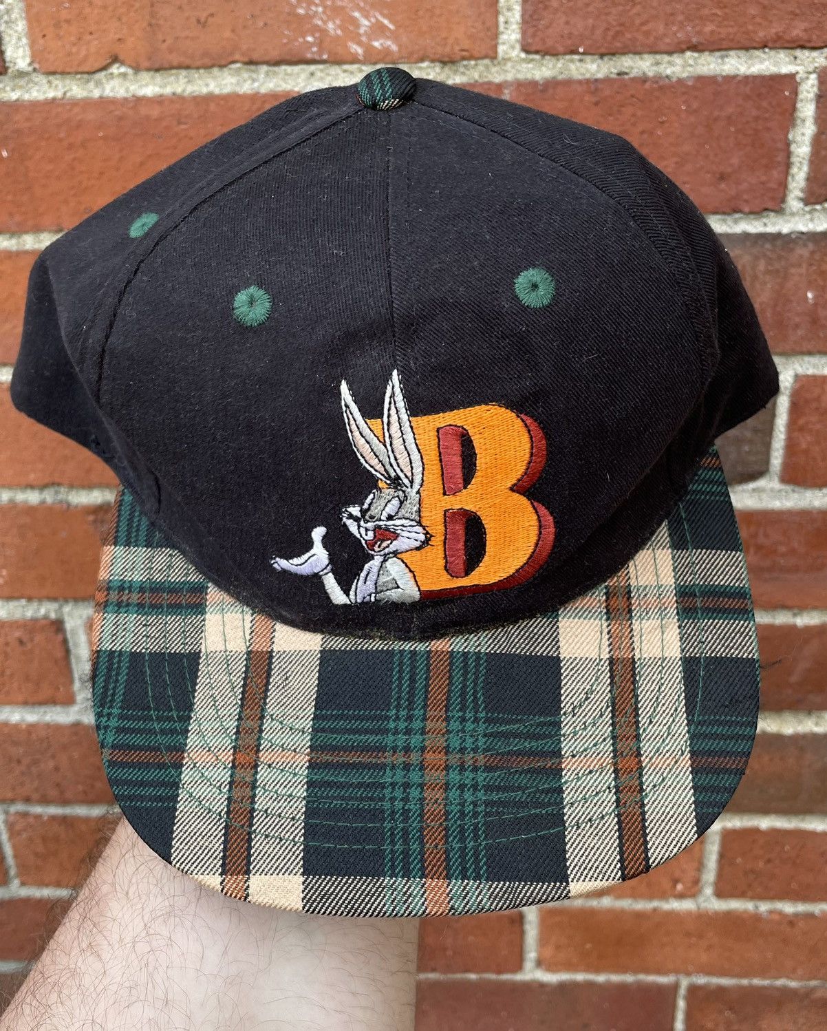 Vintage 1994 Six Flags Looney Tunes Bugs Bunny Plaid Brim Snapback Size ONE SIZE - 2 Thumbnail