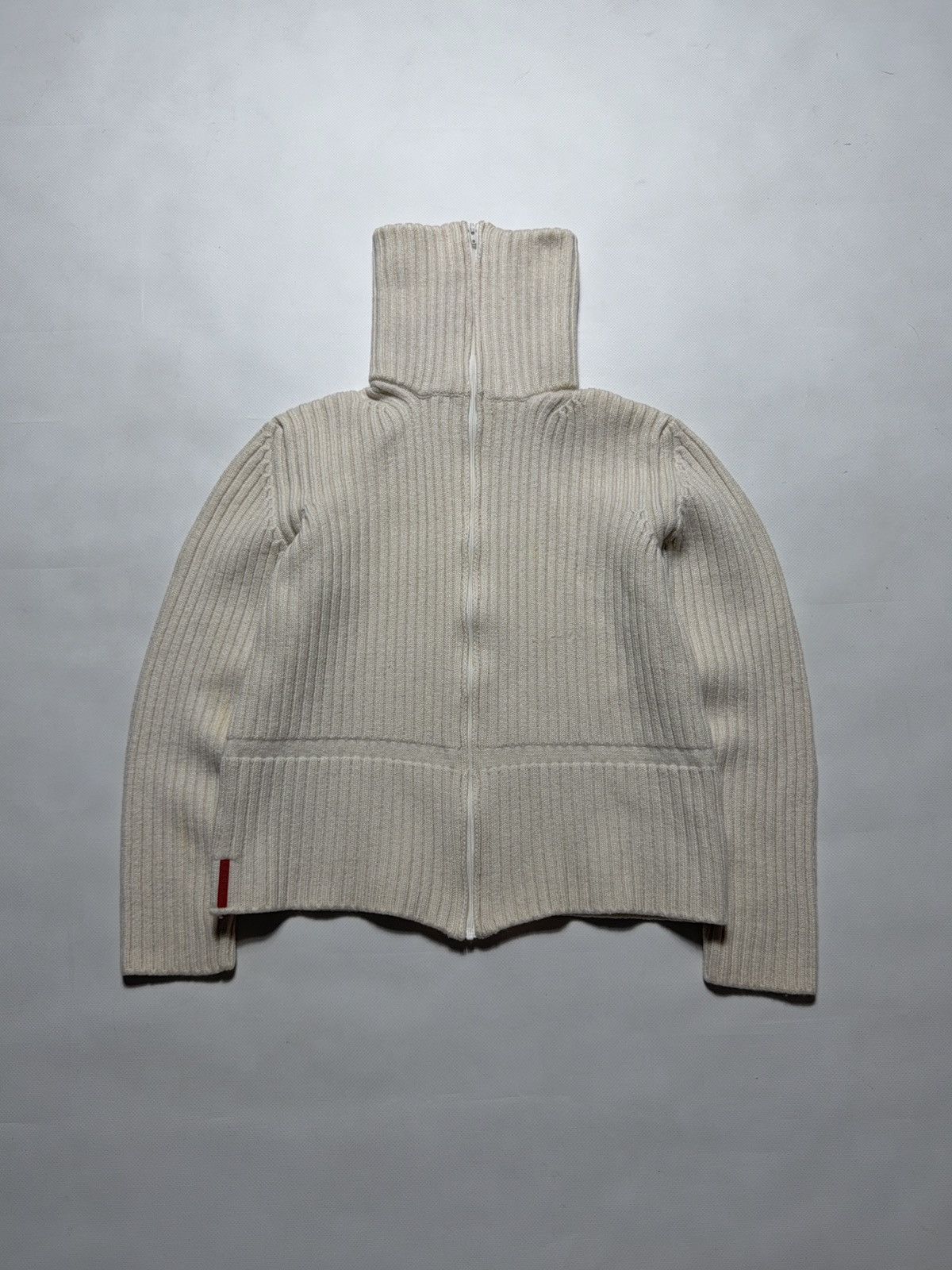 Prada Vintage Prada red tab ribbed wool zip sweater Size XS / US 0-2 / IT 36-38 - 1 Thumbnail