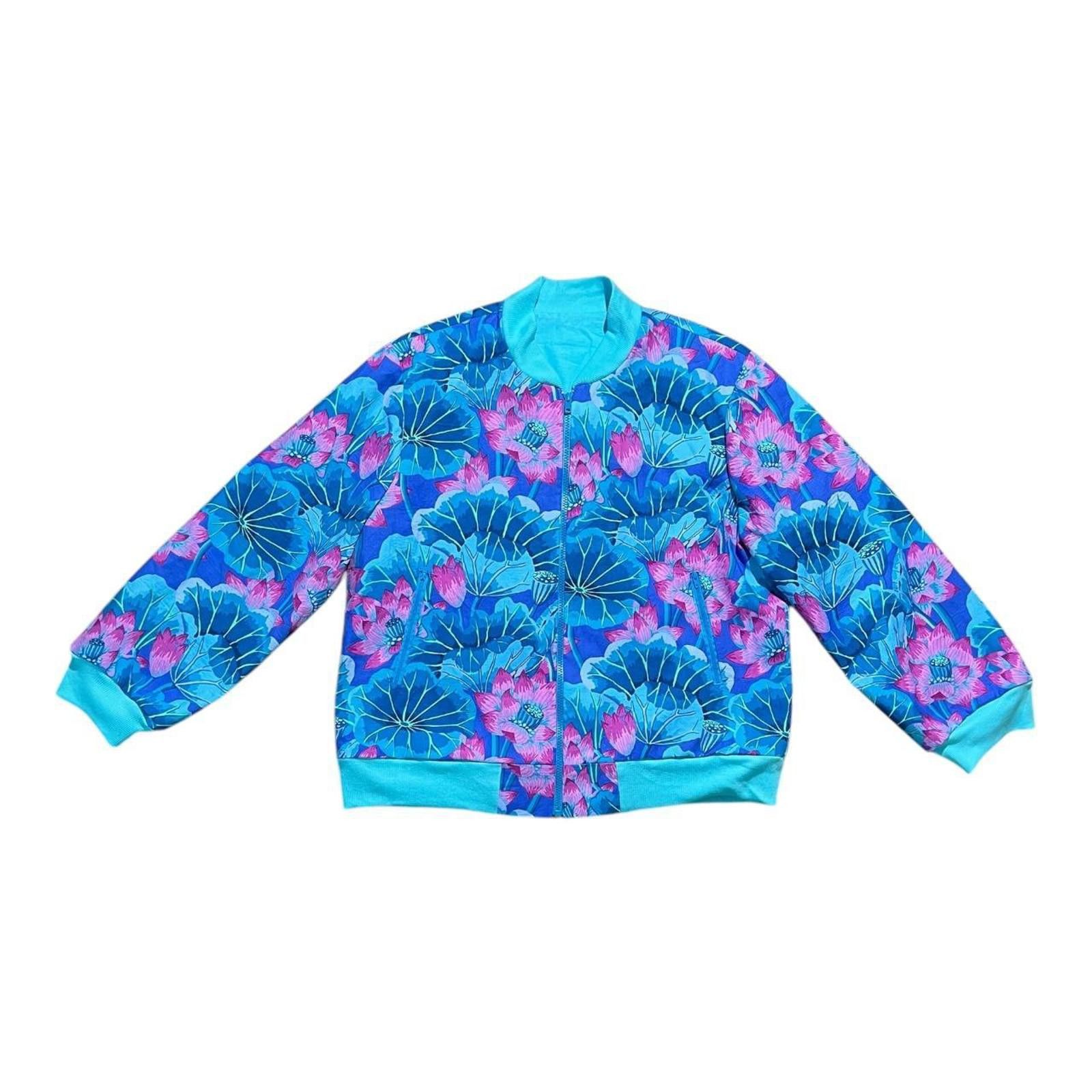 Other Vintage 80s Floral Teal Cotton Bomber Jacket Size M / US 6-8 / IT 42-44 - 1 Thumbnail