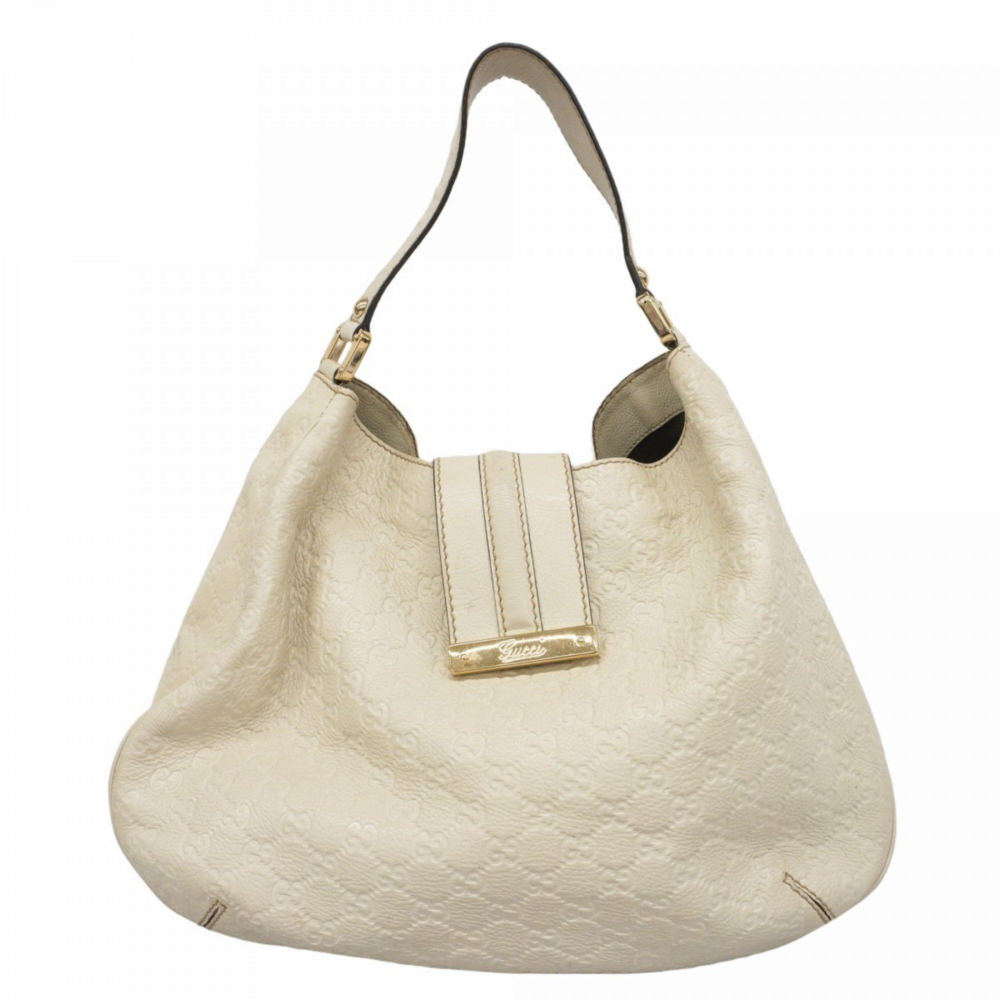 Gucci Shoulder Bag Guccissima 233604 Leather White Champagne Ladies, Women's