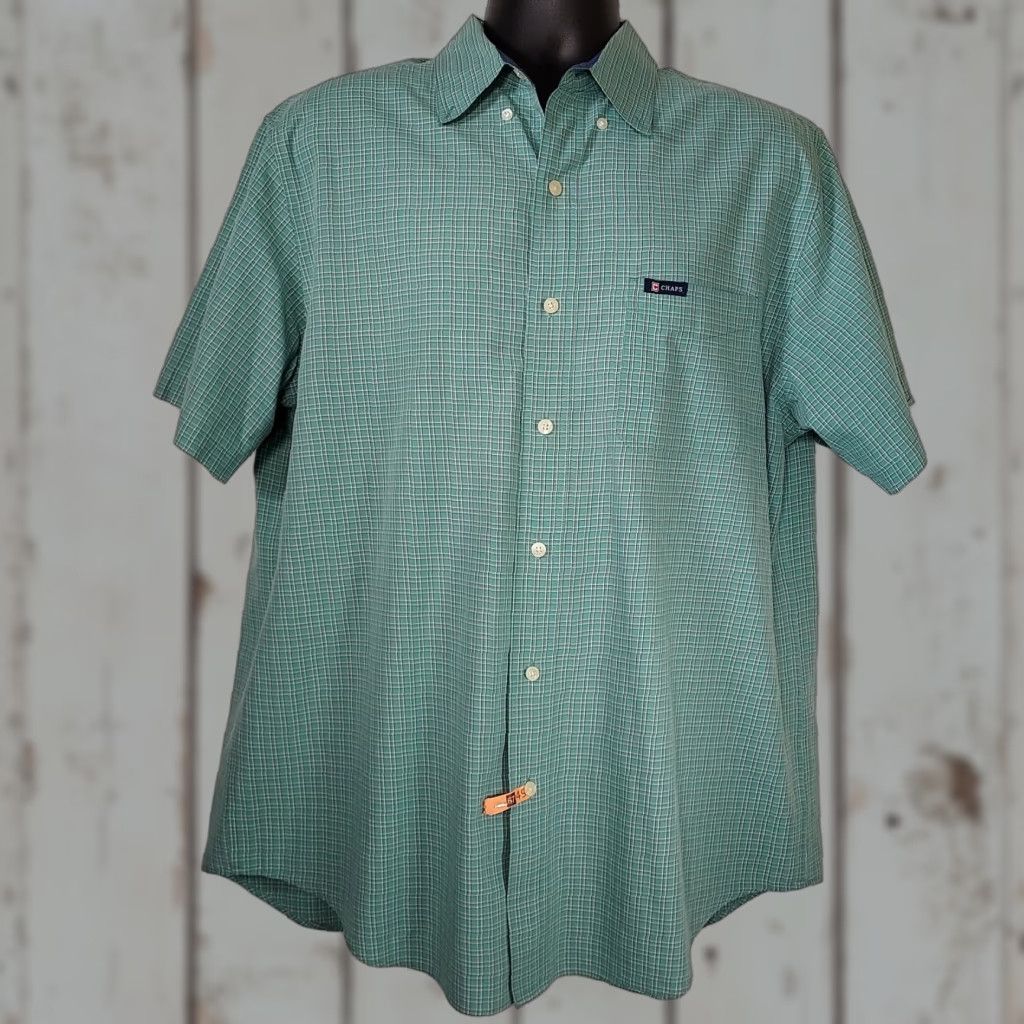 Chaps Chaps Shirt Mens Button-Up L Green Tattersall Check Easy Care Lounge Casual Fashion Mens Size US L / EU 52-54 / 3 - 1 Thumbnail