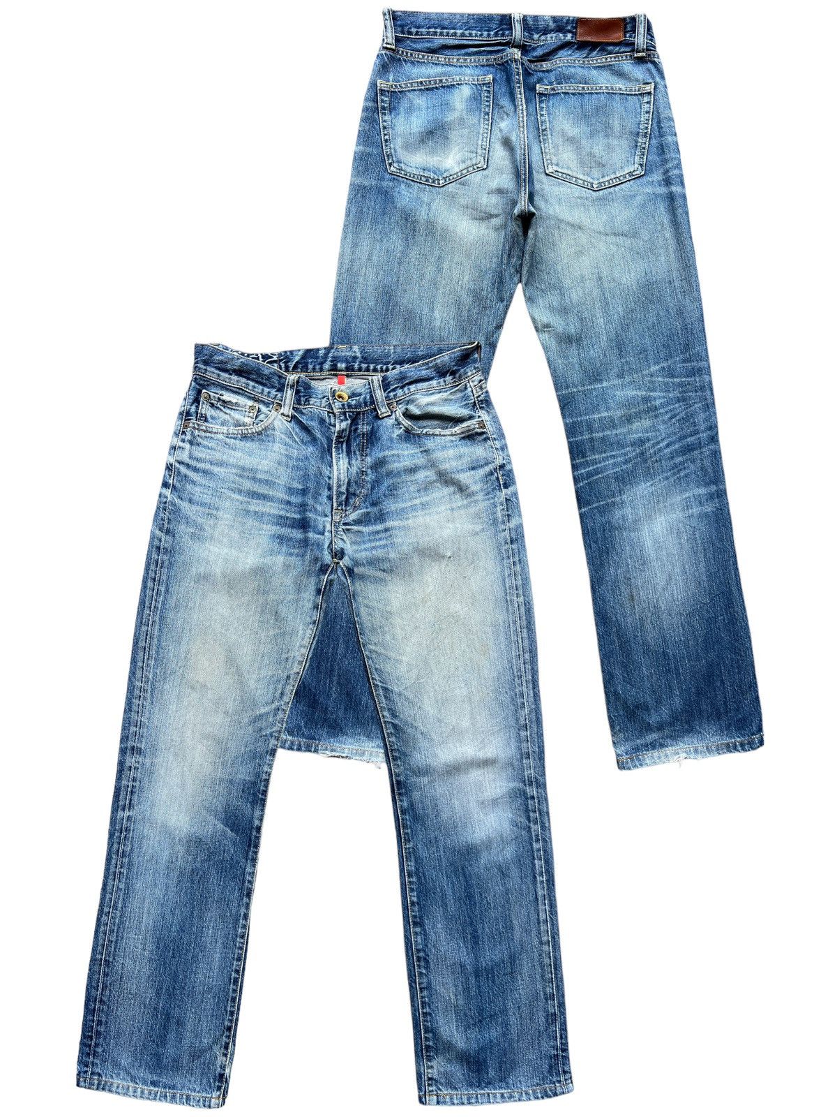 image of Distressed Denim x Jun Takahashi Vintage Uniqlo Uj Distressed Faded Denim Jeans 33X31.5 in Blue