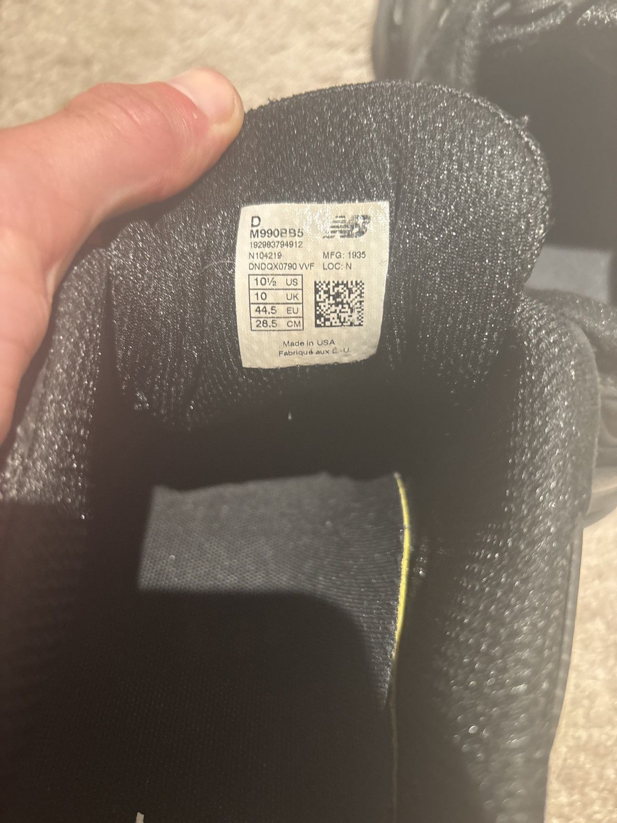 New Balance New Balance 990 V5 Triple black Size US 10.5 / EU 43-44 - 3 Thumbnail