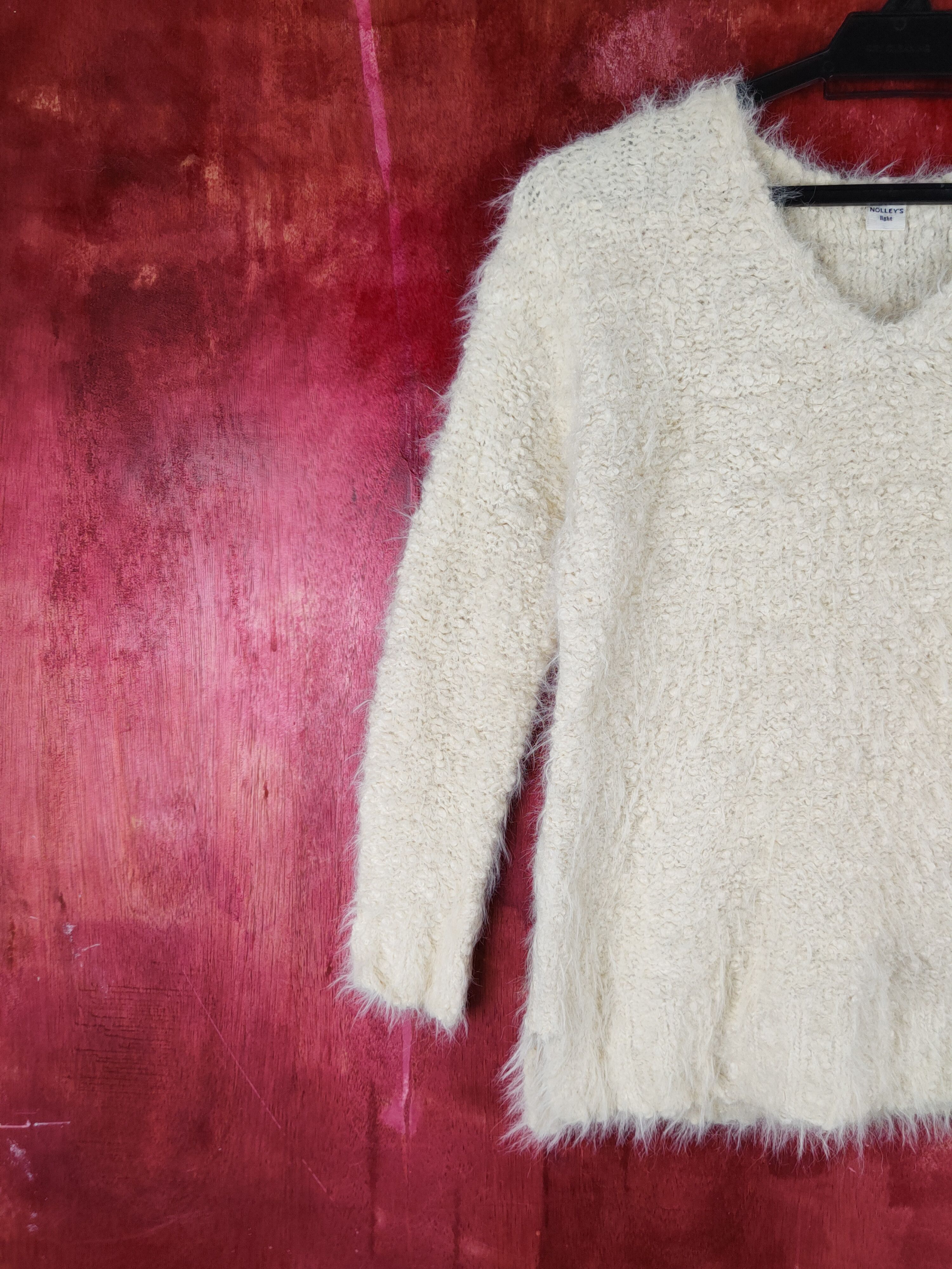 Homespun Knitwear Nolley's Light Yellow Shag Shaggy Fur Mohair Knitwear #S2157 Size S / US 4 / IT 40 - 3 Thumbnail