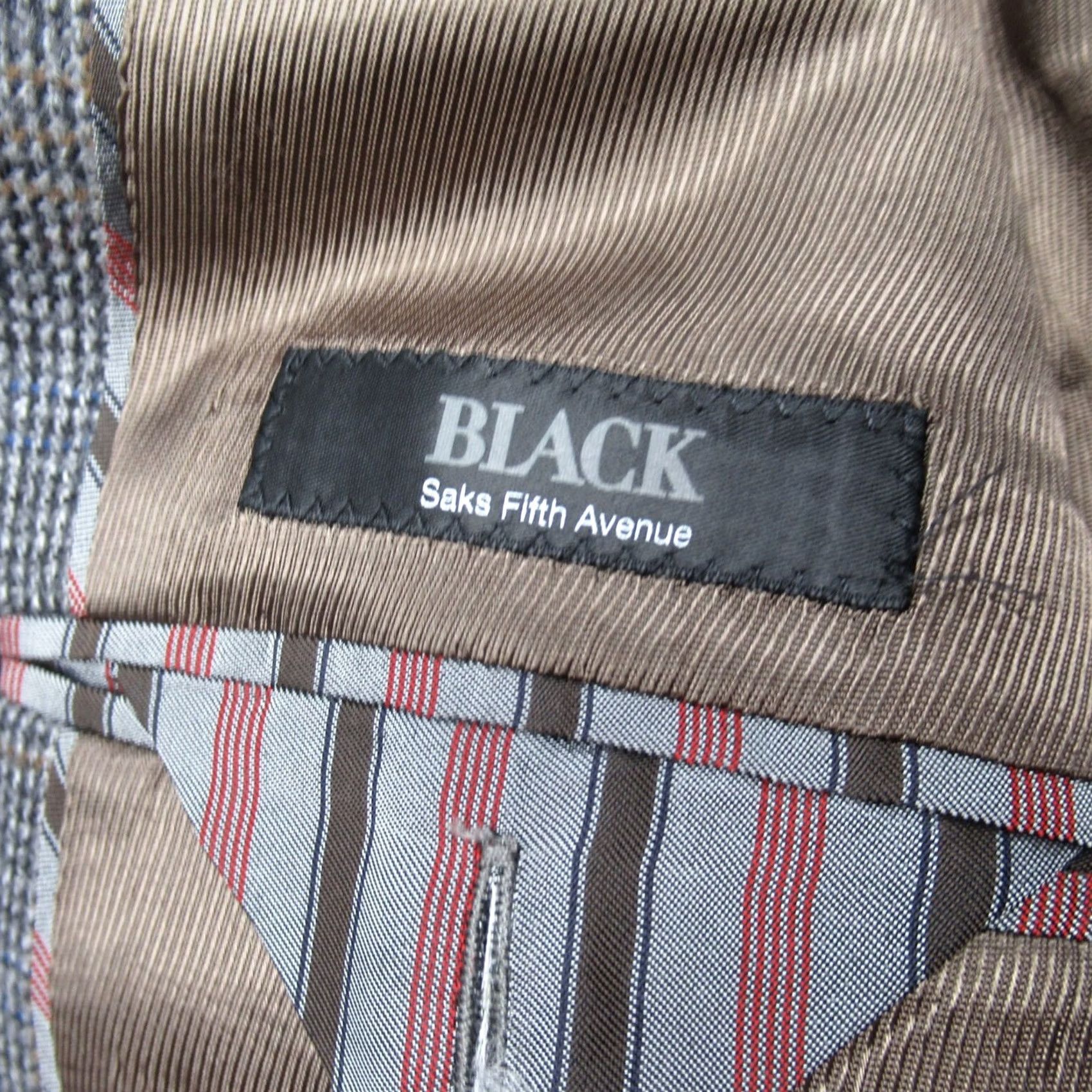 Saks Fifth Avenue Saks Fifth Avenue Wool Blazer Mens 40R Gray Plaid Blazer Double-Vented Notch Lapel Two-Button Front Jacket Size 40R - 4 Thumbnail