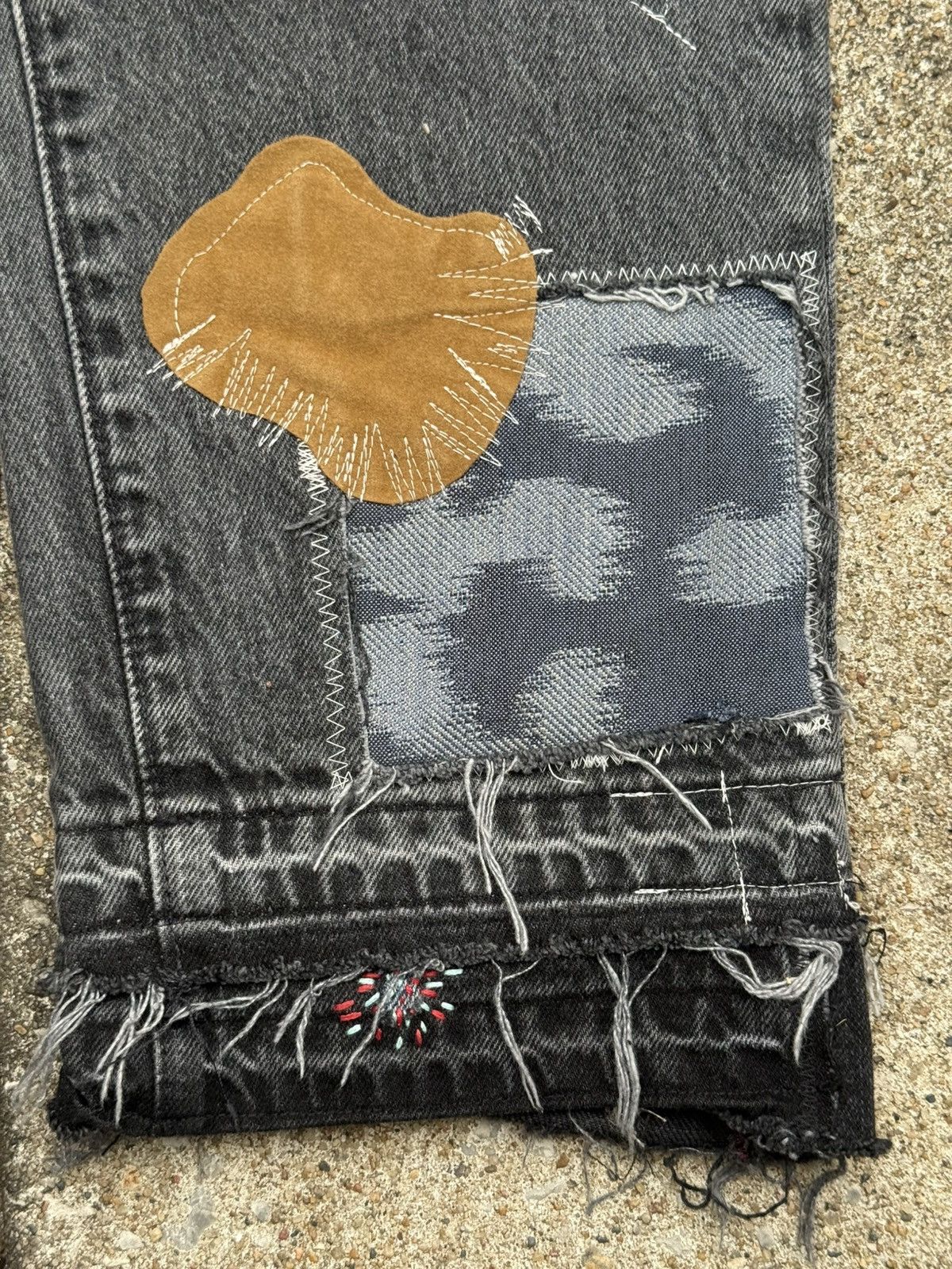 Abercrombie & Fitch Custom Rework A&F Loose Fit Jeans - Patchwork and Sashiko Size US 30 / EU 46 - 8 Thumbnail