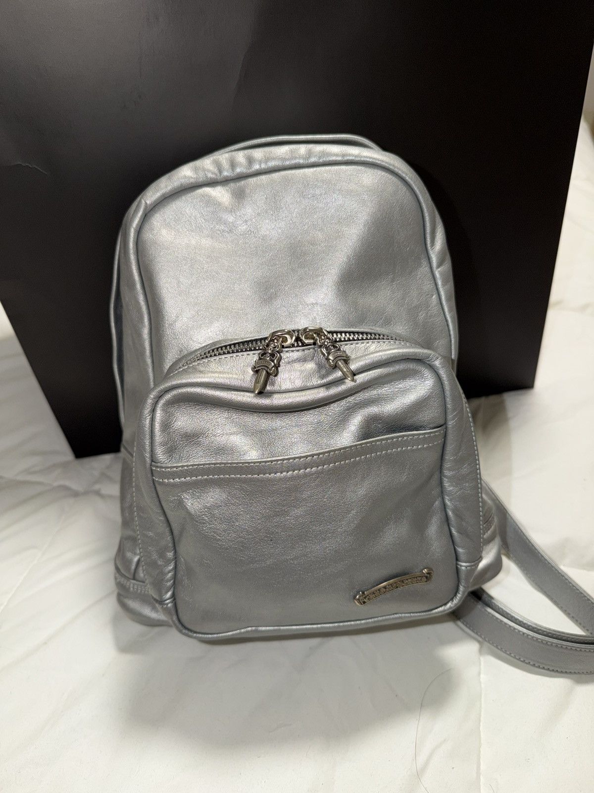Chrome Hearts 1 of 1 Silver Chrome Heart Leather Backpack Size ONE SIZE - 1 Thumbnail