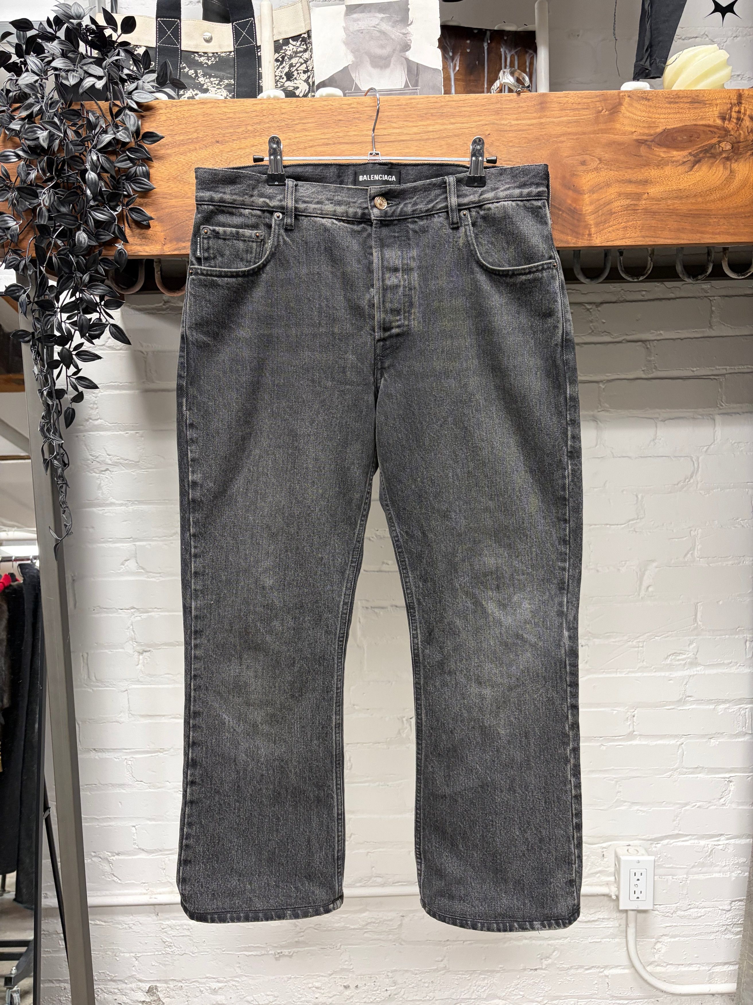 Balenciaga 2018 Balenciaga ‘Washed Black’ Flared Leg Denim Size US 31 - 1 Thumbnail