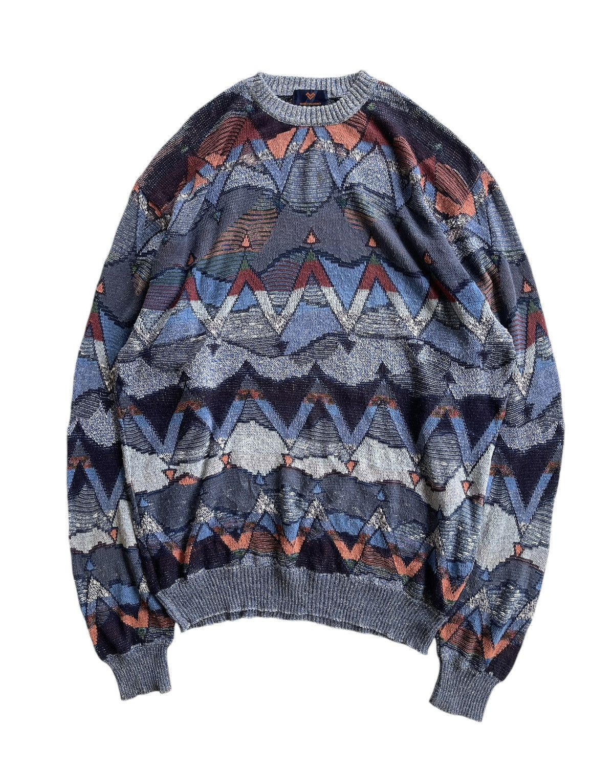 Mario Valentino Mario Valentino Colorful Abstract Knitted Sweater Oversize Size US M / EU 48-50 / 2 - 1 Thumbnail