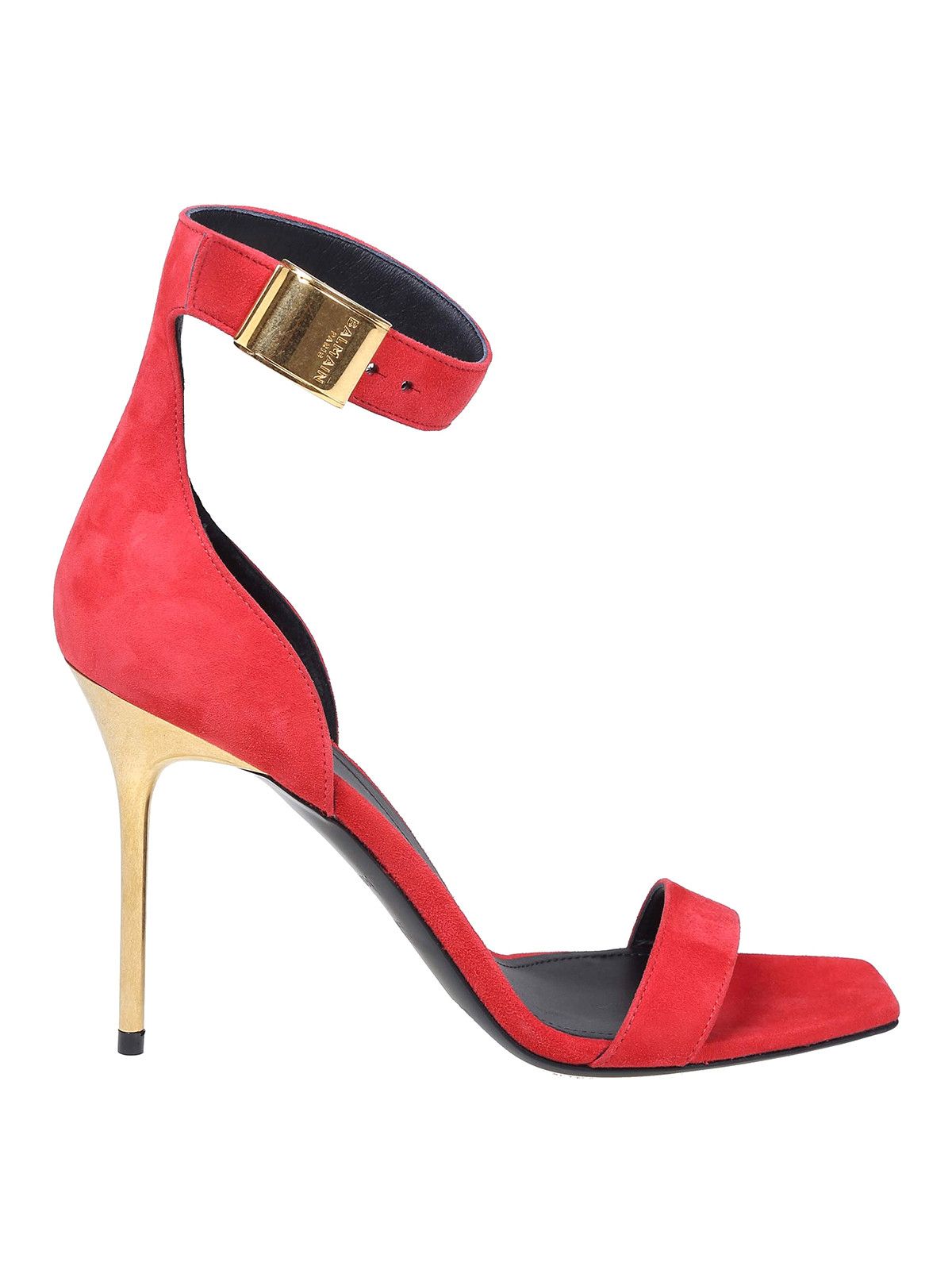 Balmain O1Y0625 Spike Heel Shoes Sandals In Red, Women's (Size 11)