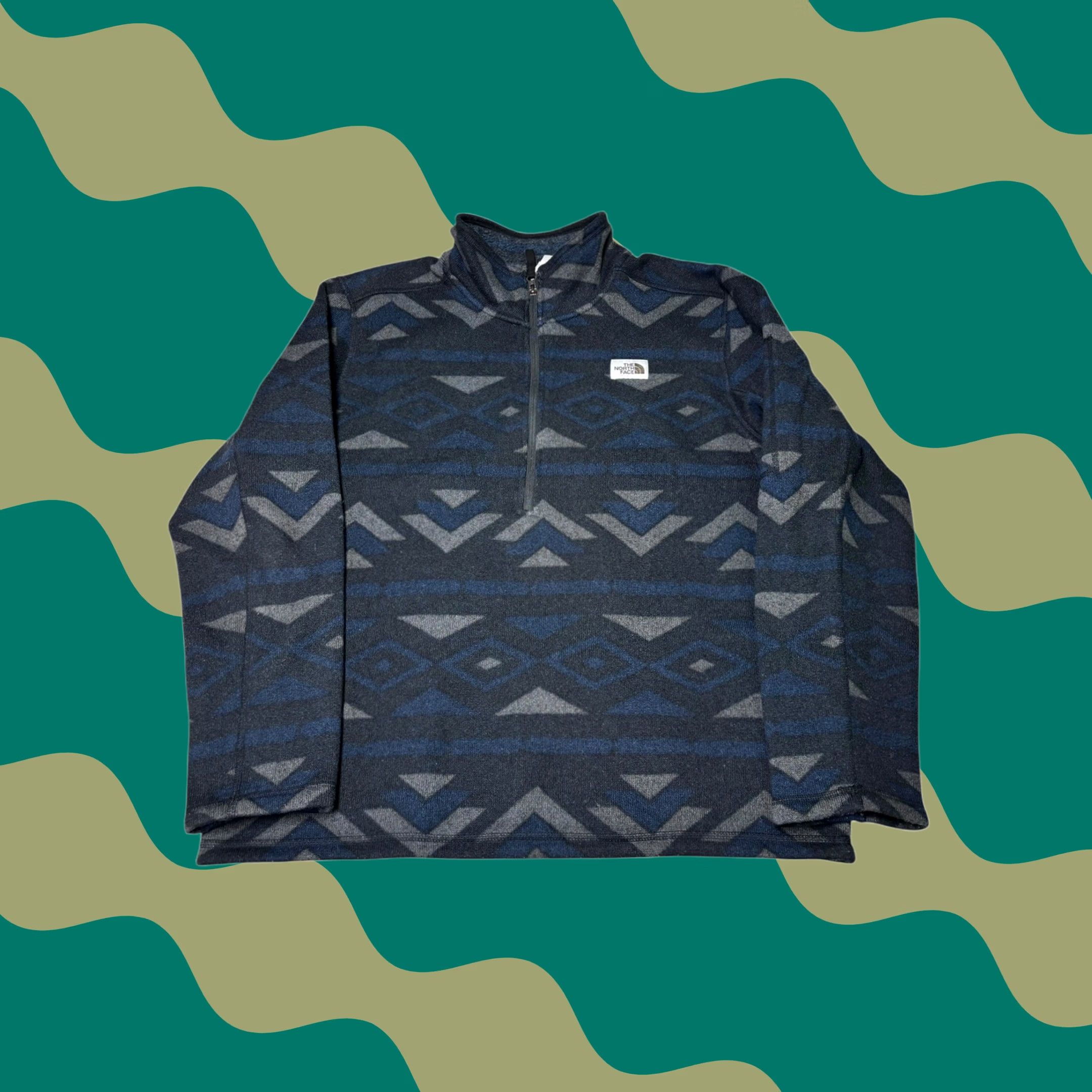 The North Face The North Face Mens Geometric Print Fleece Quarter Zip Jacket XL Size US XL / EU 56 / 4 - 1 Thumbnail