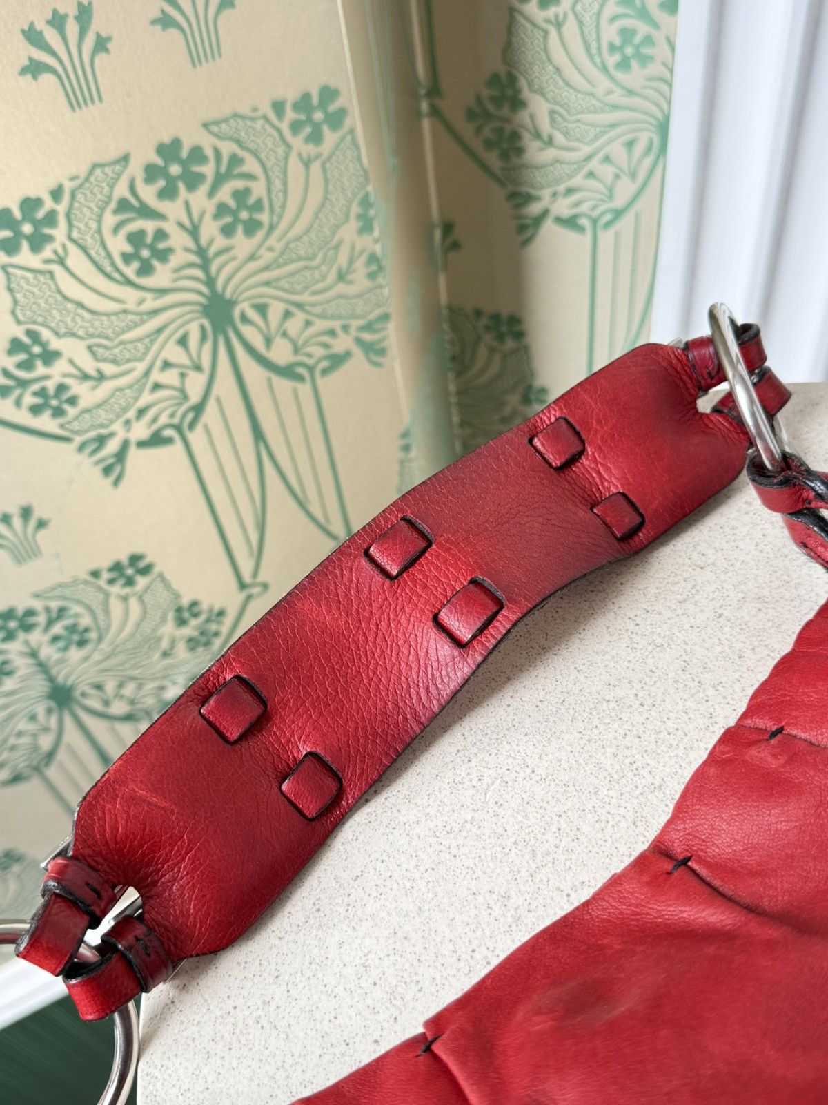 Prada Vintage Prada Logo Red Soft Leather Shoulder Bag Size ONE SIZE - 16 Thumbnail