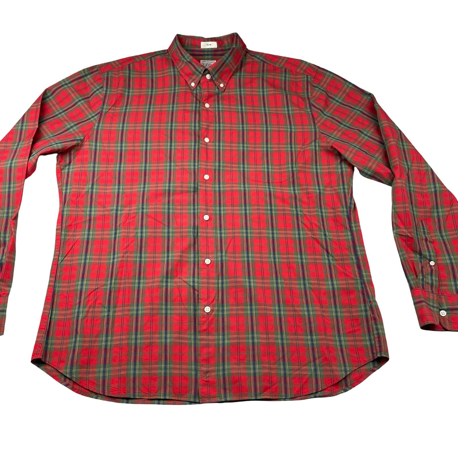 J.Crew J.Crew Men's 100's 2-Ply Yarns Slim Fit L/S Button Shirt Red Size US XL / EU 56 / 4 - 2 Thumbnail