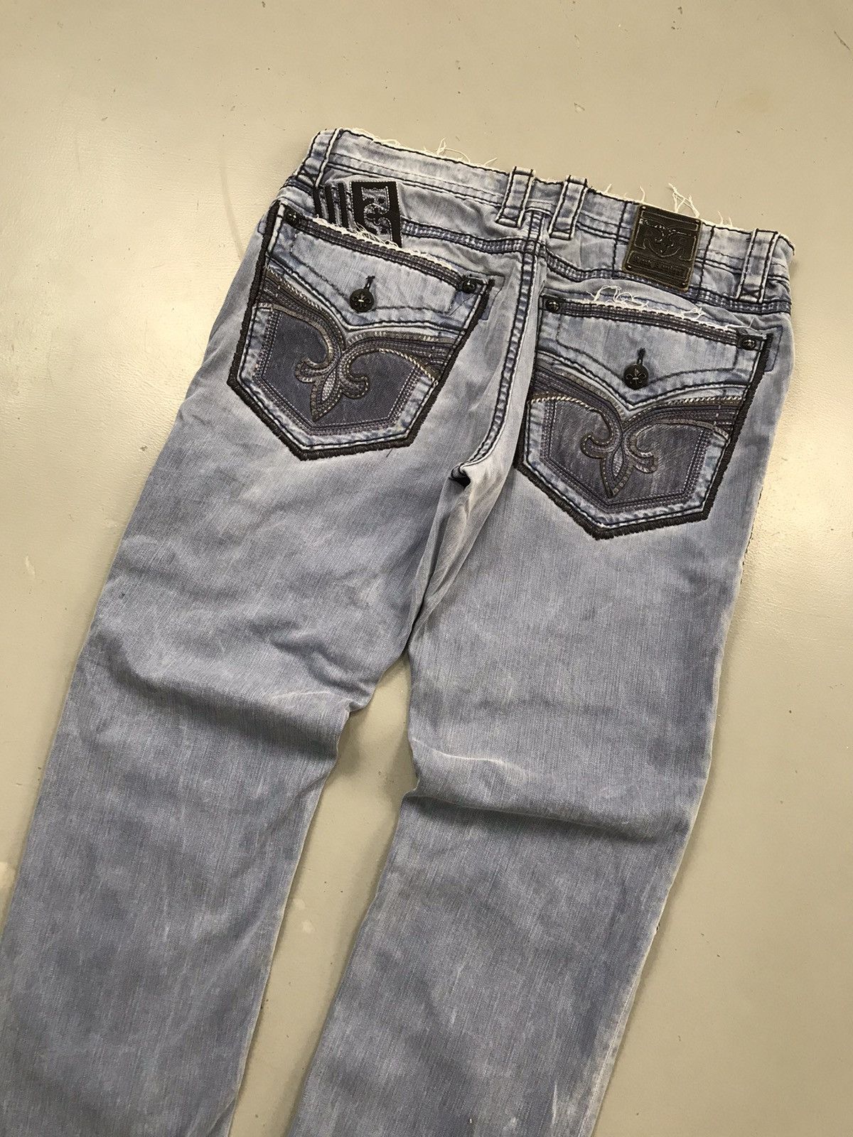 Sun fade Vintage Rock revival tappered fit denim
