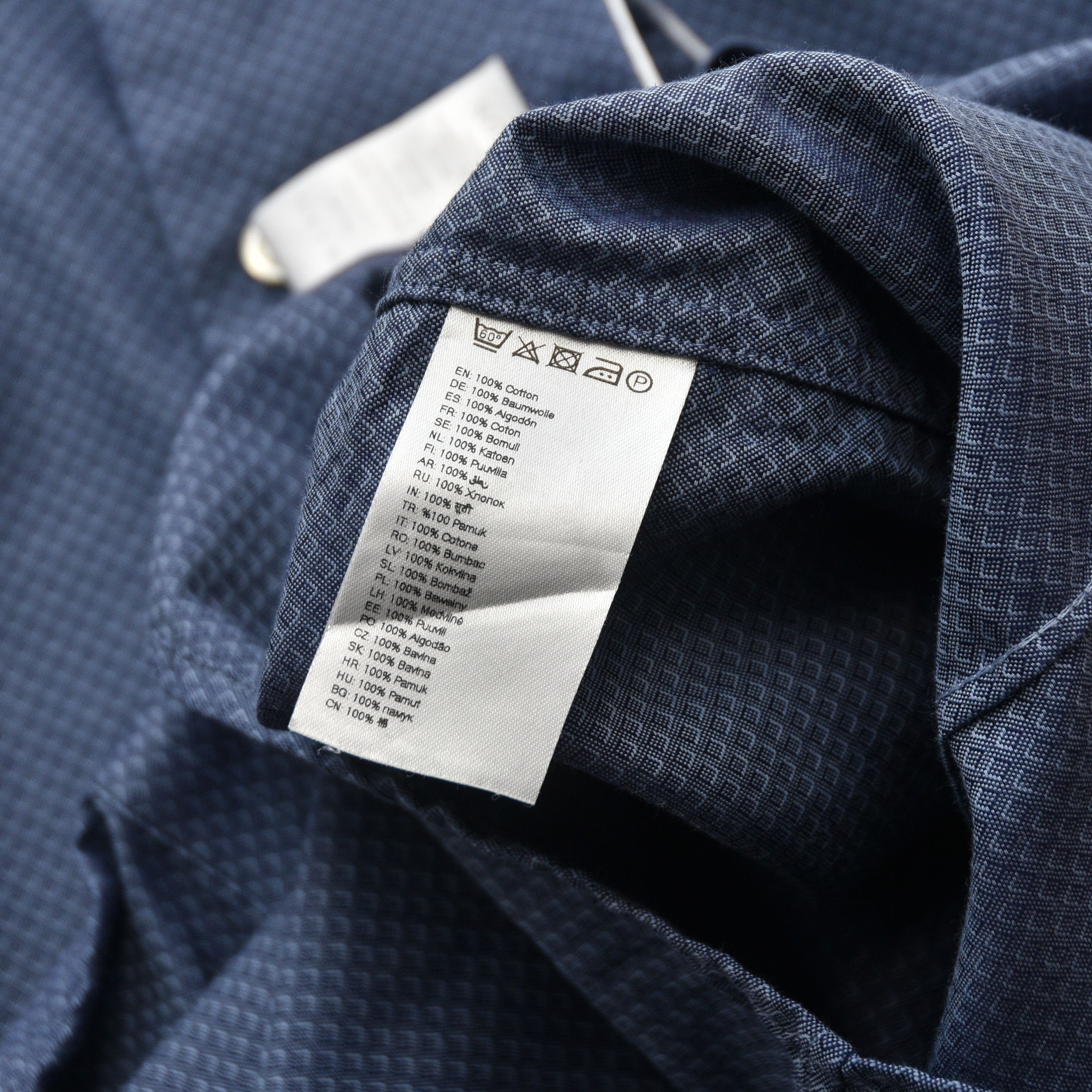 Eton ETON Slim Fit Shirt Blue Micro Geometric Pinpoint Size 39 / Size US M / EU 48-50 / 2 - 15 Thumbnail