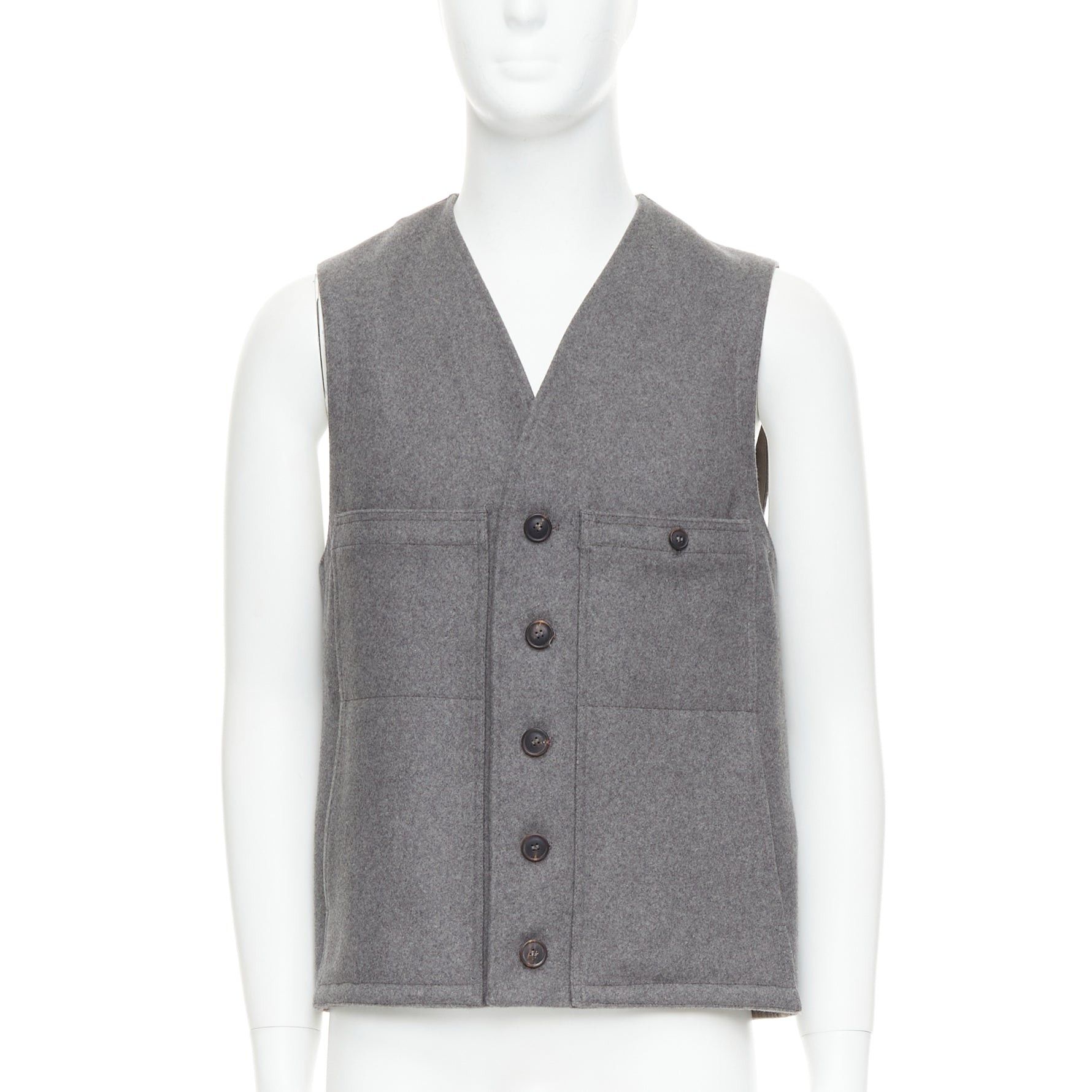 Lemaire CHRISTOPHE LEMAIRE grey virgin wool cotton tape bonded waist coat vest Sz3 Size US M / EU 48-50 / 2 - 1 Thumbnail