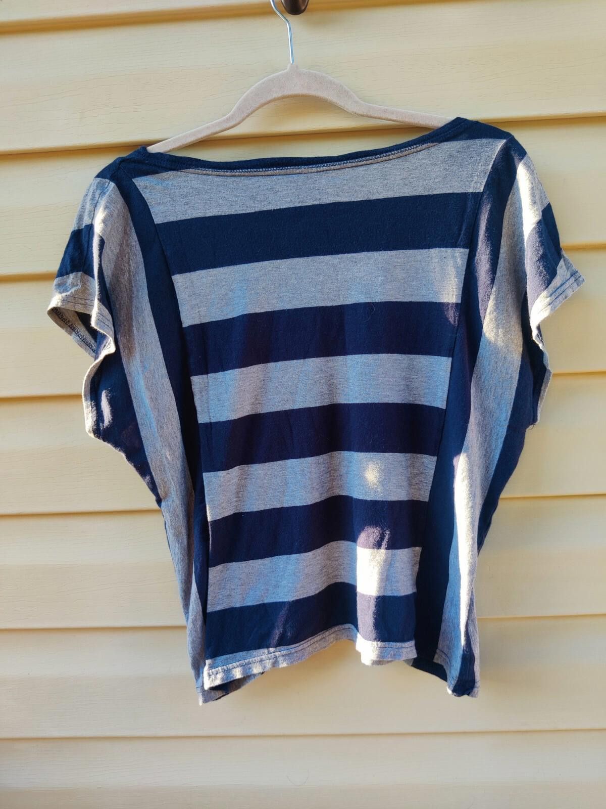 Aeropostale Aeropostale Gray & Navy Blue Striped Blouse Dolman Sleeve Sm Size S / US 4 / IT 40 - 5 Thumbnail