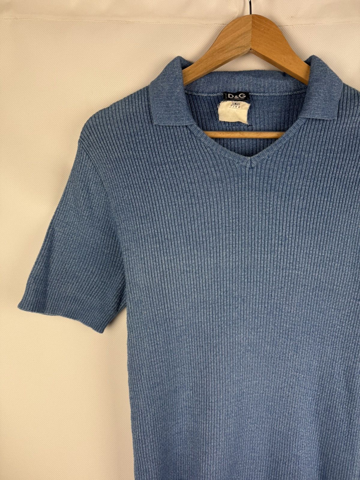 Dolce & Gabbana D&G Dolce & Gabbana Vintage S/s Knitted Rib Polo T Shirt Size US L / EU 52-54 / 3 - 4 Thumbnail