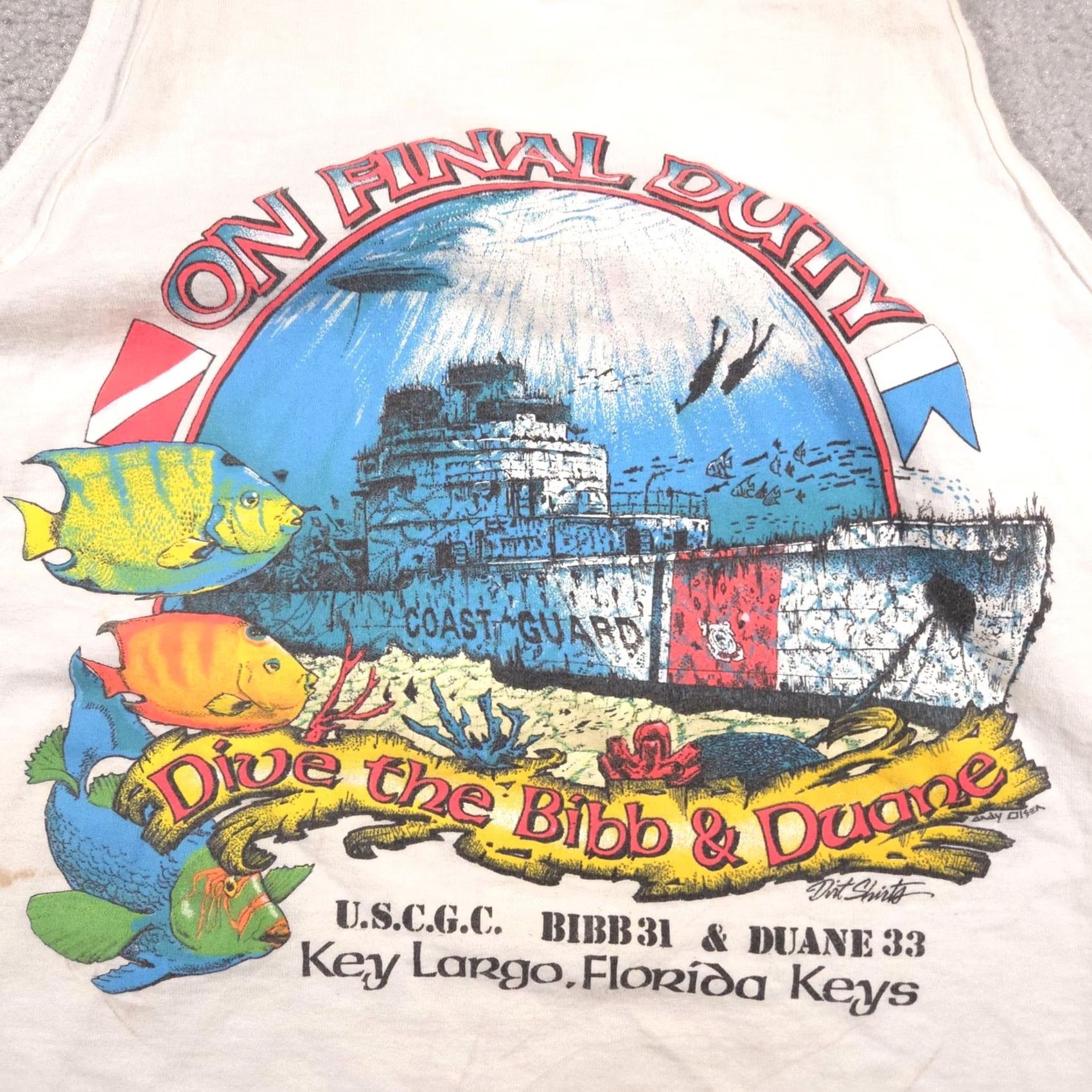 Vintage VINTAGE Dive the Bibb & Duane Shirt Mens Large White Florida Keys Tank 90s Size US L / EU 52-54 / 3 - 4 Thumbnail