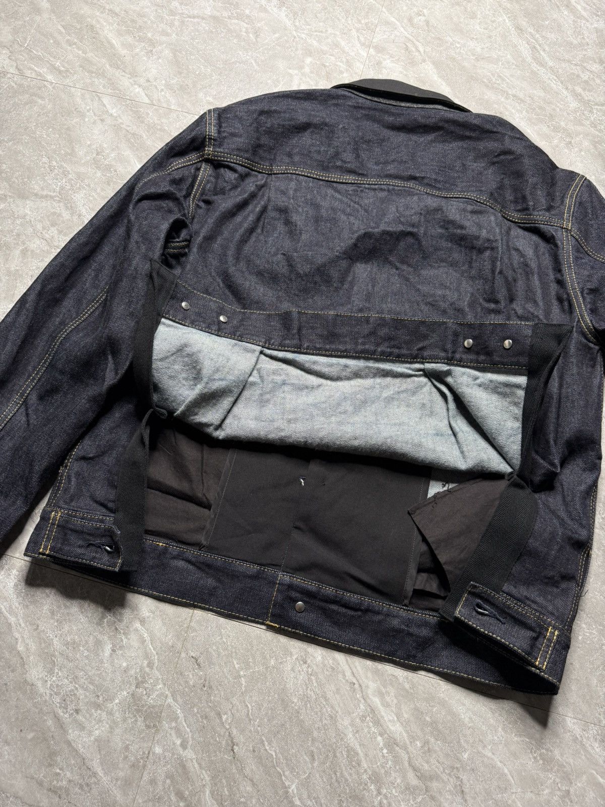 Sacai Twill-Trimmed Crinkled-Denim Jacket Size US S / EU 44-46 / 1 - 12 Thumbnail