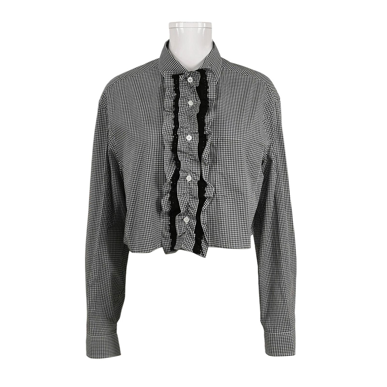 Prada Prada Colorblocked Cotton Cropped Shirt - dmc Size M / US 6-8 / IT 42-44 - 1 Thumbnail