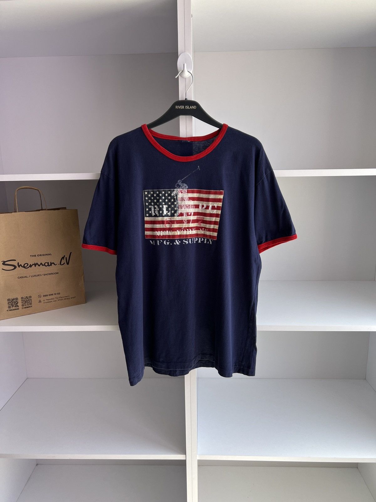 Polo Ralph Lauren × Vintage Vintage Polo Ralph Lauren USA Big Flag Logo Tee Size US L / EU 52-54 / 3 - 1 Thumbnail