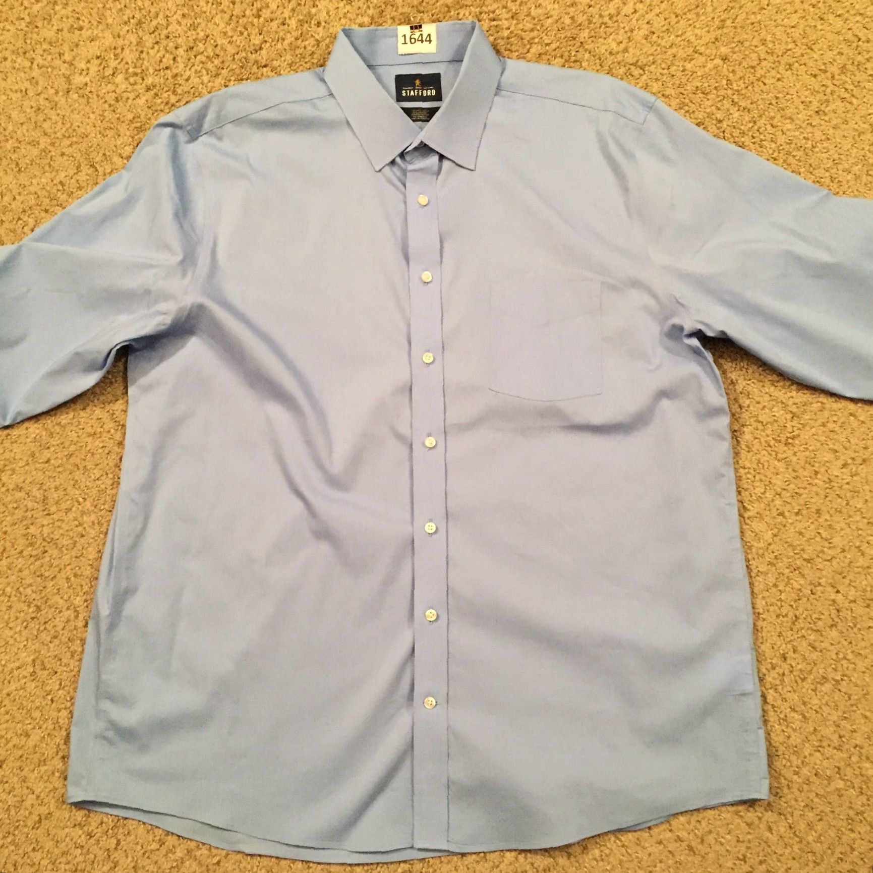 Stafford Stafford Shirt Mens XL Blue Long Sleeve Button-Up Smart Tech Shirt Size US XL / EU 56 / 4 - 5 Thumbnail