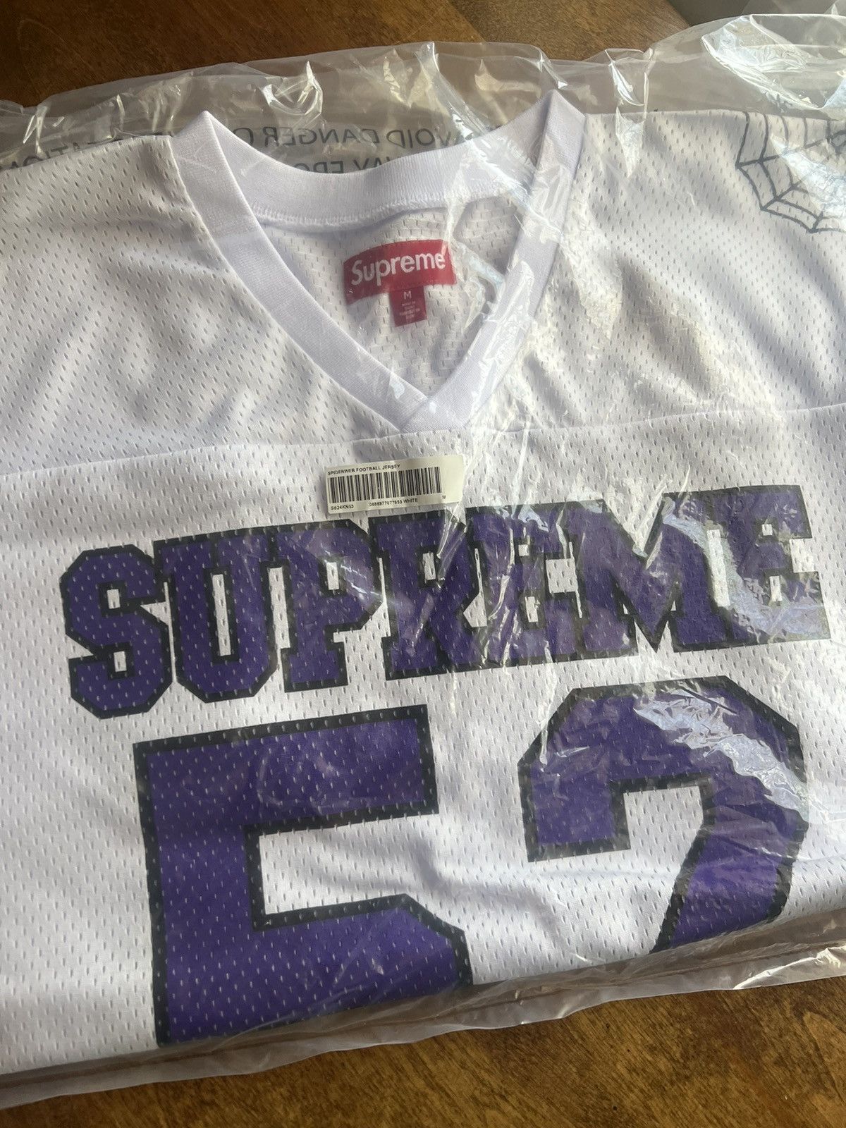 Supreme × Vintage Supreme SpiderWeb Football Jersey White Purple Size US M / EU 48-50 / 2 - 3 Thumbnail