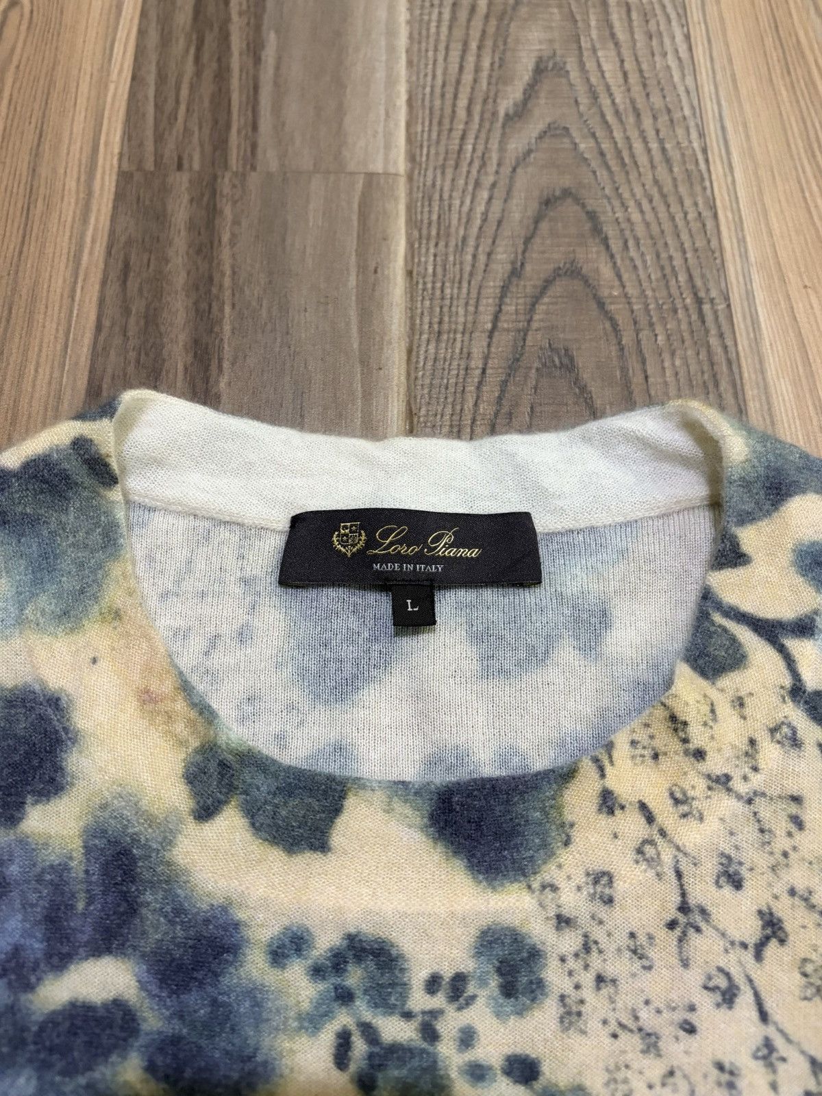 Loro Piana LORO PIANA BLUE EYES FLORAL CASHMERE SILK SWEATERS Size L / US 10 / IT 46 - 12 Thumbnail