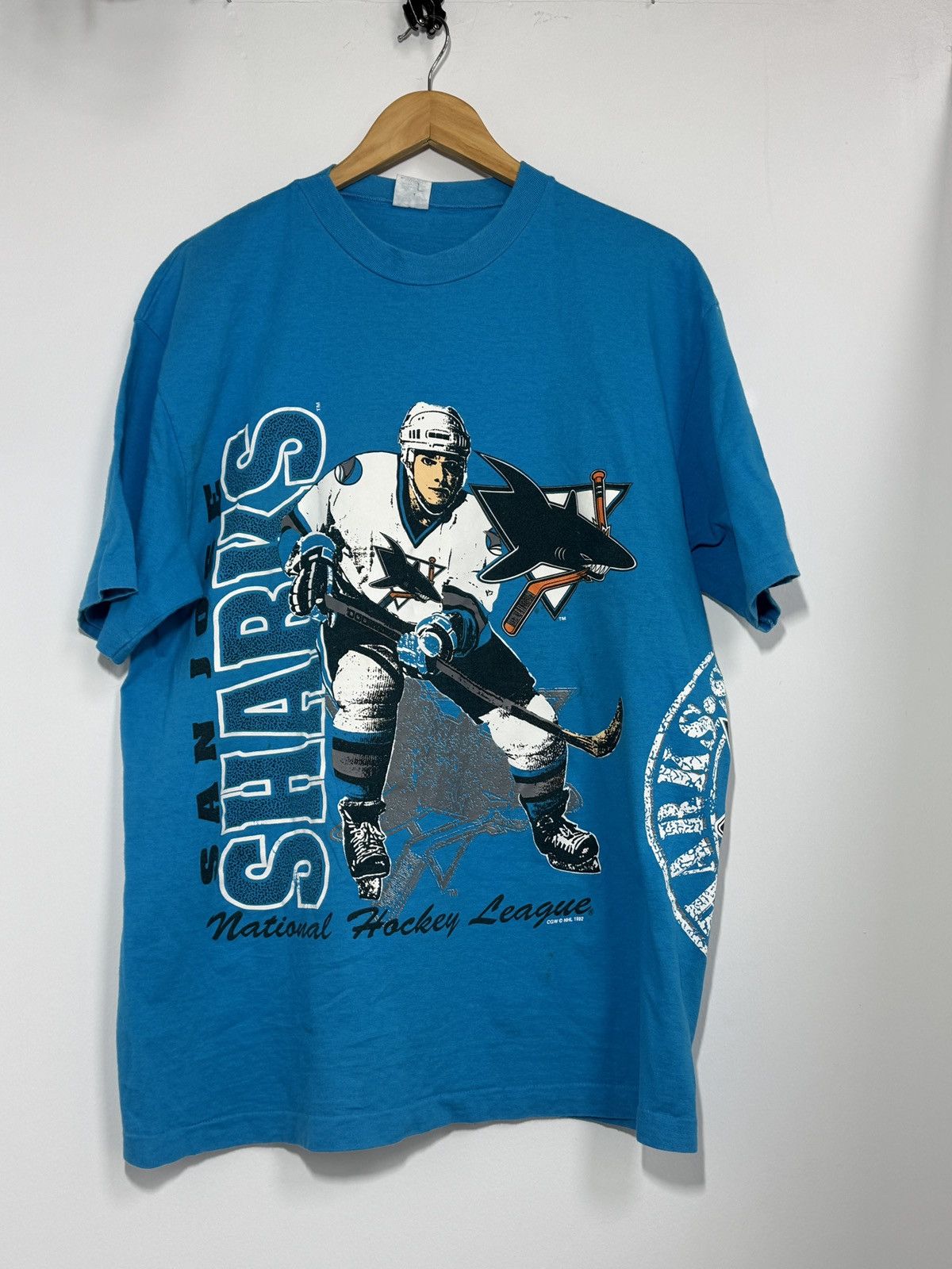 Vintage Vintage 90s San Jose Sharks AOP T-Shirt 1992 NHL Graphic Size US L / EU 52-54 / 3 - 2 Thumbnail