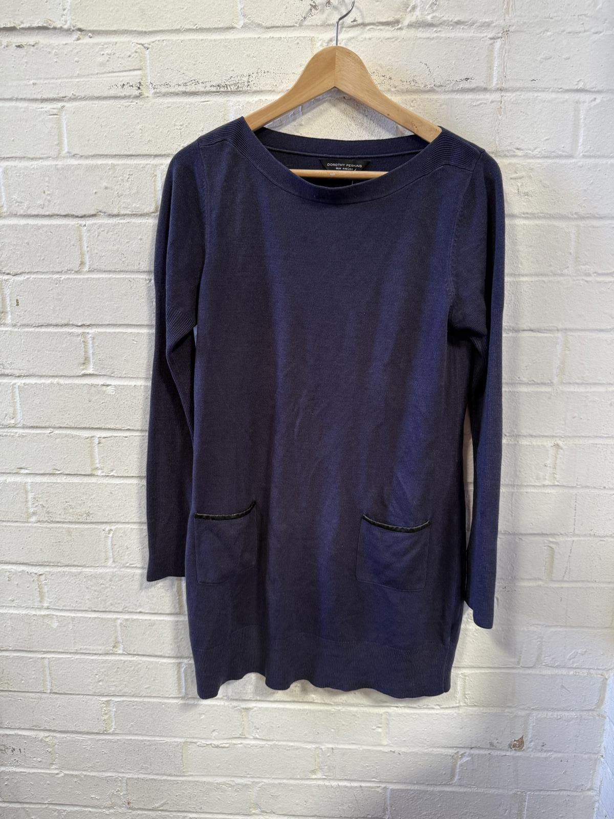 Designer Dorothy Perkins Navy Blue Long Sleeve Tunic Size XL / US 12-14 / IT 48-50 - 1 Thumbnail