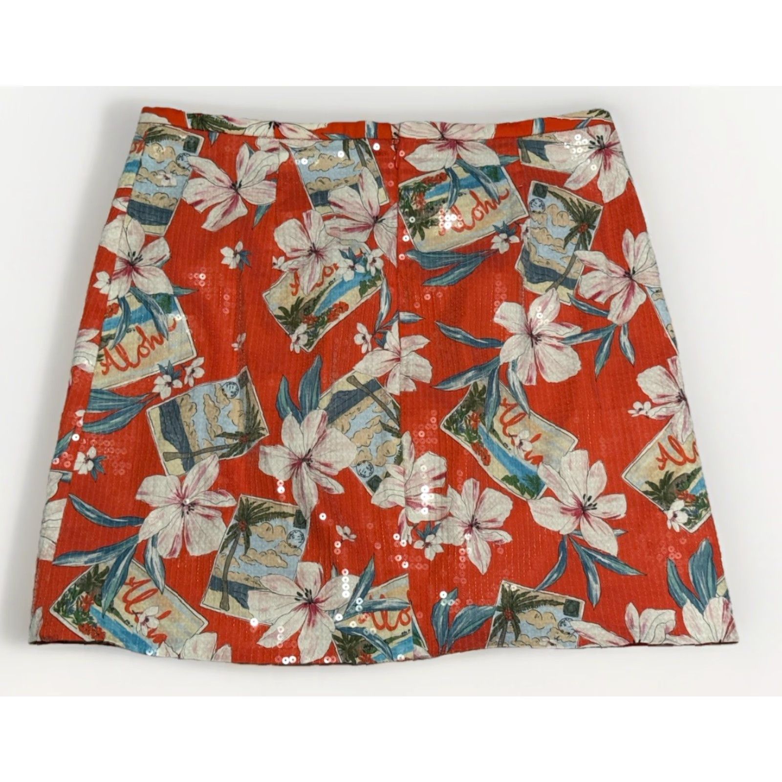 Le Superbe VINTAGE Le Superbe Sequin Postcard Print Mini Skirt Women Red Aloha Size 8 Short Sequin 90s? Size 30" / US 8 / IT 44 - 7 Thumbnail