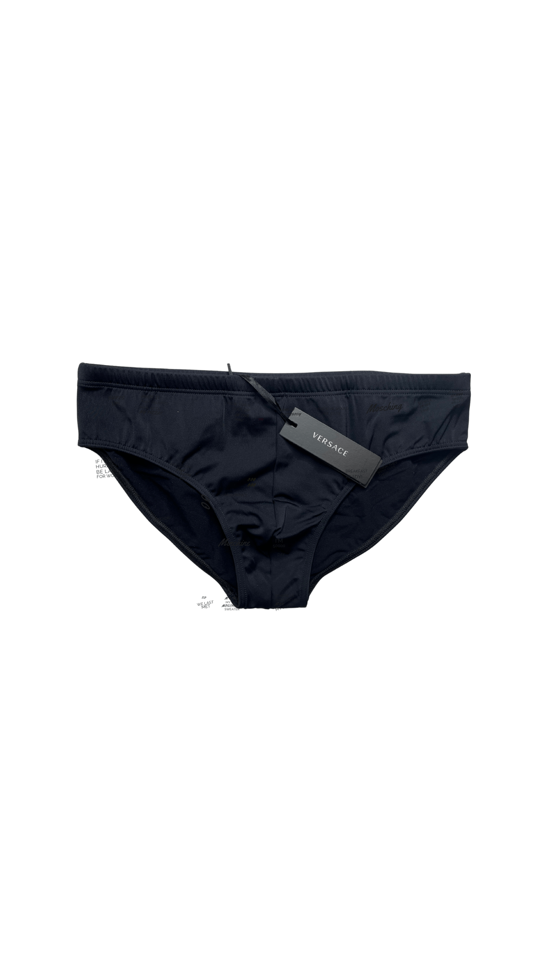 image of Versace 5-9 NWT Men's Speedo Logo Black M Us 32 / Eu 48 in Black White