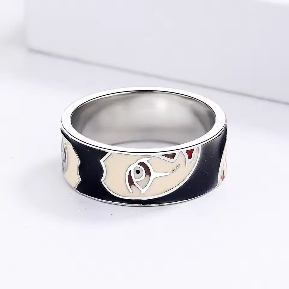 Japanese Brand Creative Handmade Irregular Half Face Enamel Heart Ring Size ONE SIZE - 2 Thumbnail