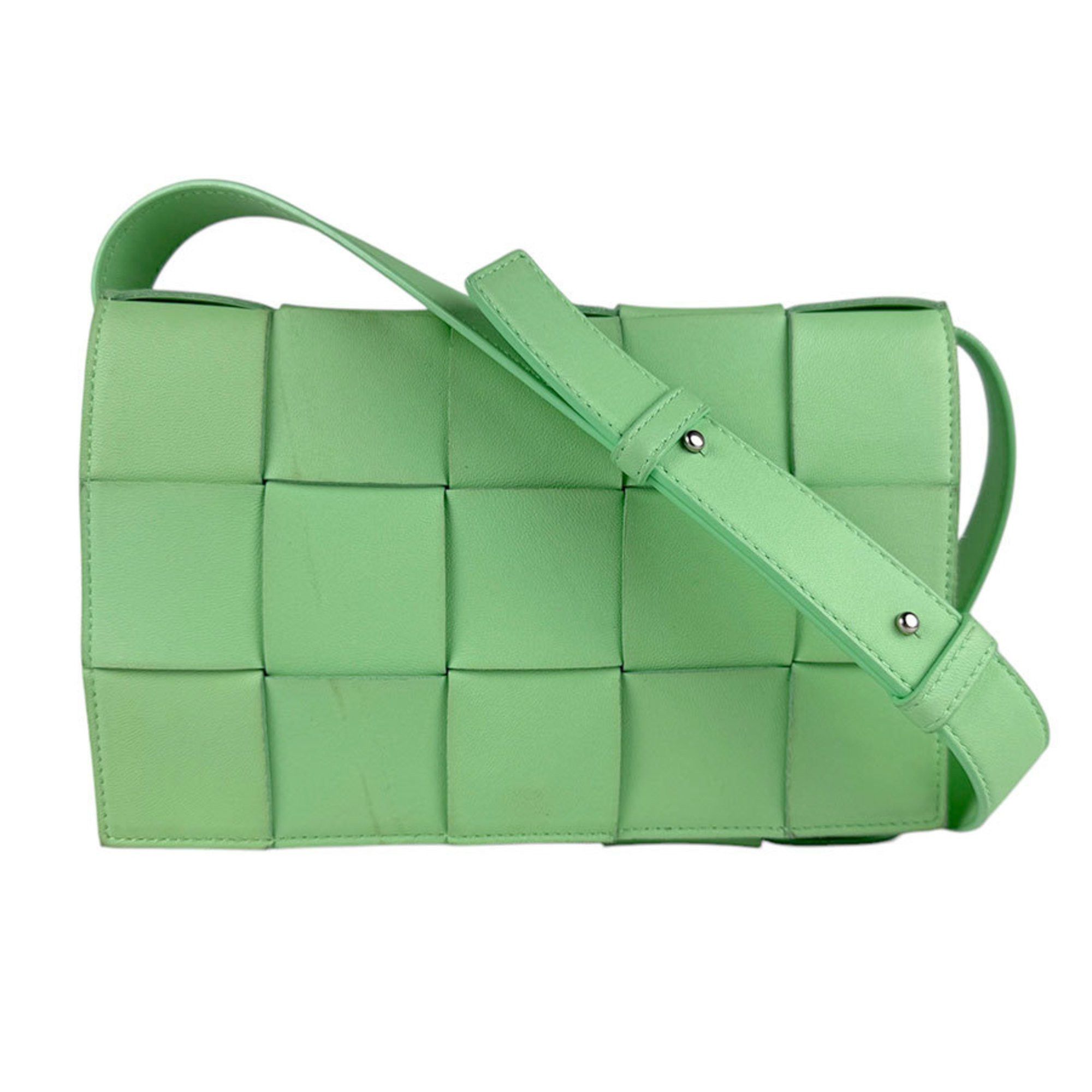 Bottega Veneta Shoulder Bag Cassette Leather Light Green Women's Z4655