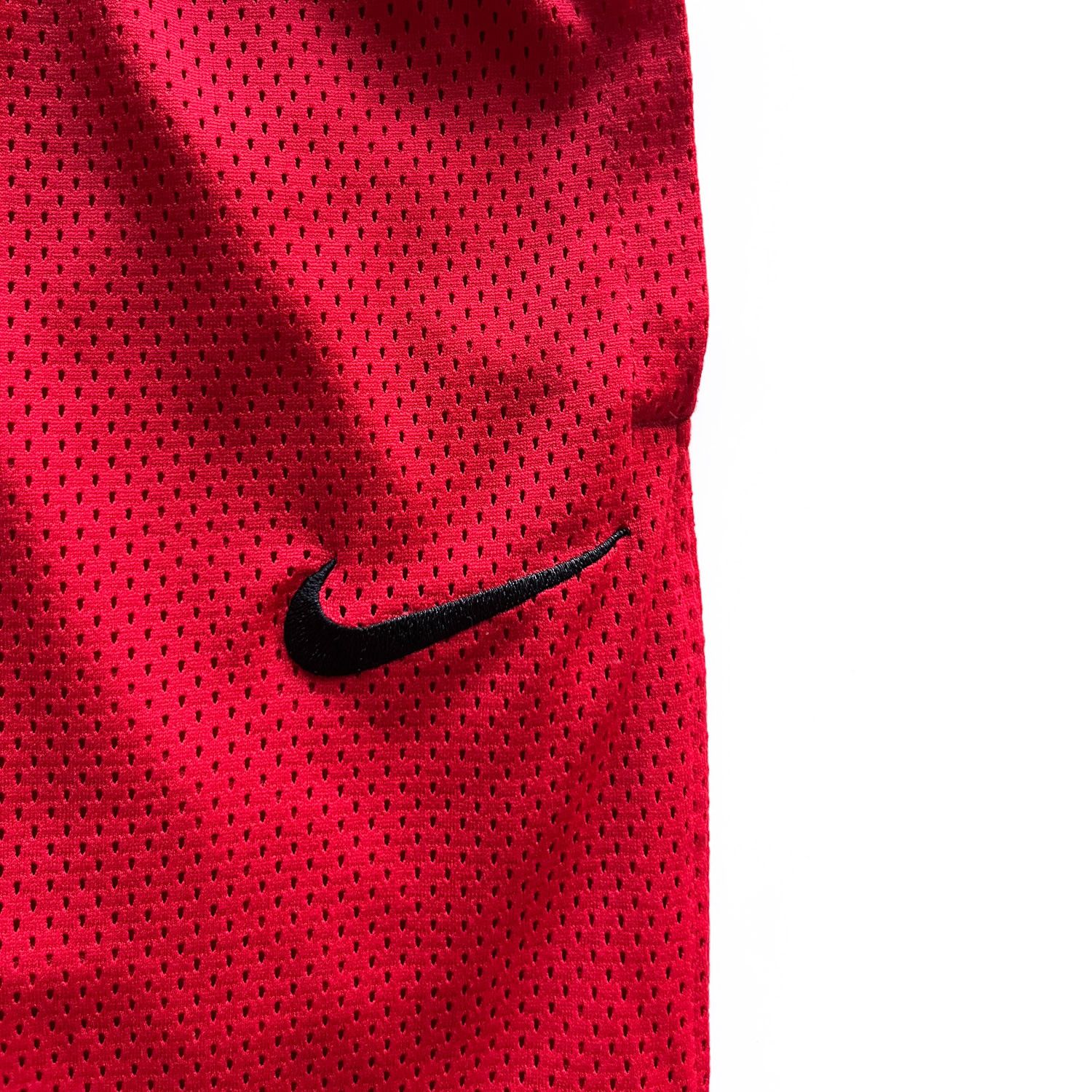 Nike Embroidered Mesh Swoosh Basketball Shorts in Red/White/Black Size US 34 / EU 50 - 8 Thumbnail