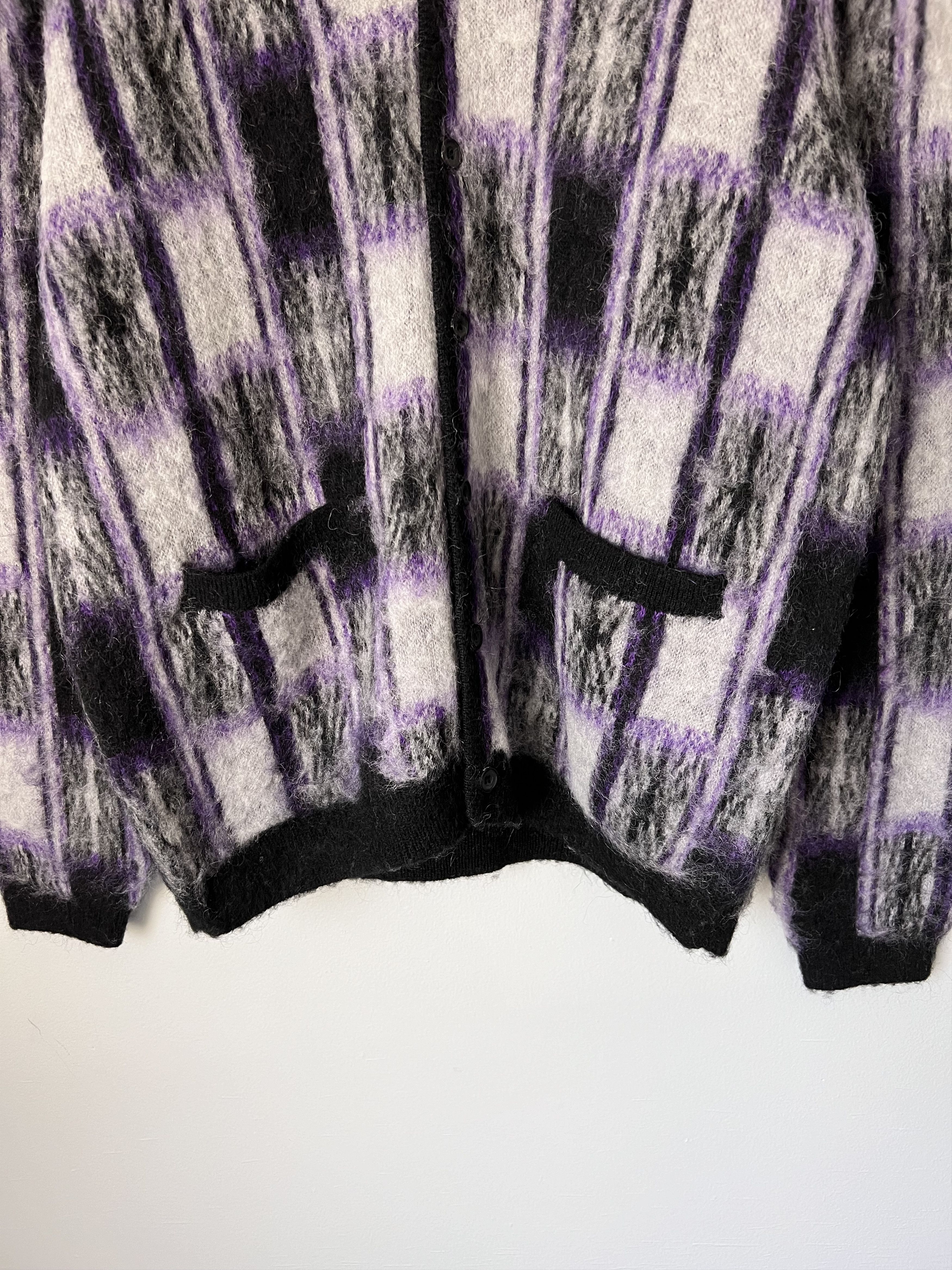 Beams Plus Beams Plus Double Check Mohair Cardigan in Purple Black Size US L / EU 52-54 / 3 - 2 Thumbnail