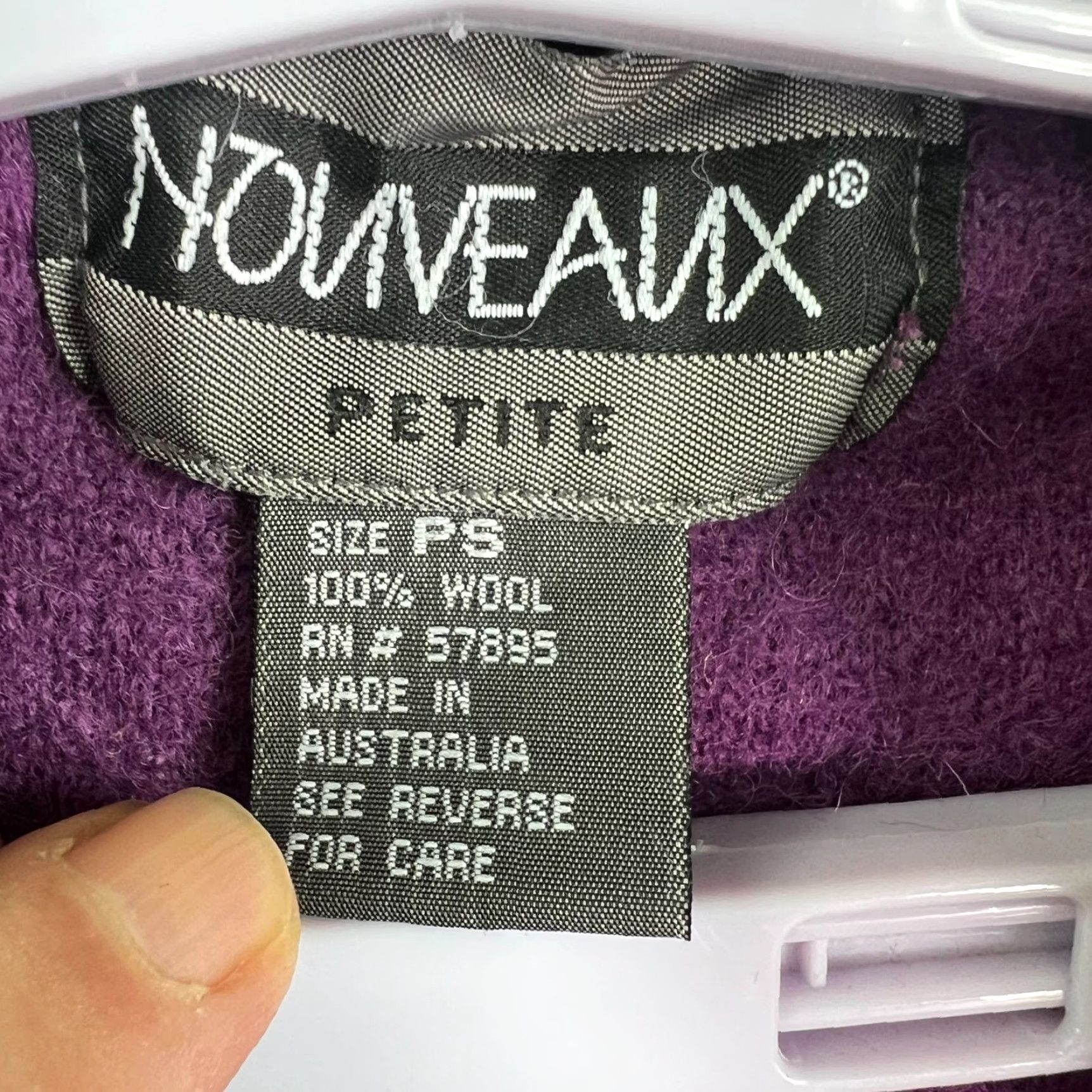 Vintage VINTAGE Moviveaux Jacket Womens PS Purple 100% Wool Open Mid-Length Long Sleeve Classic Fit Australia 90s Designer Size S / US 4 / IT 40 - 4 Thumbnail