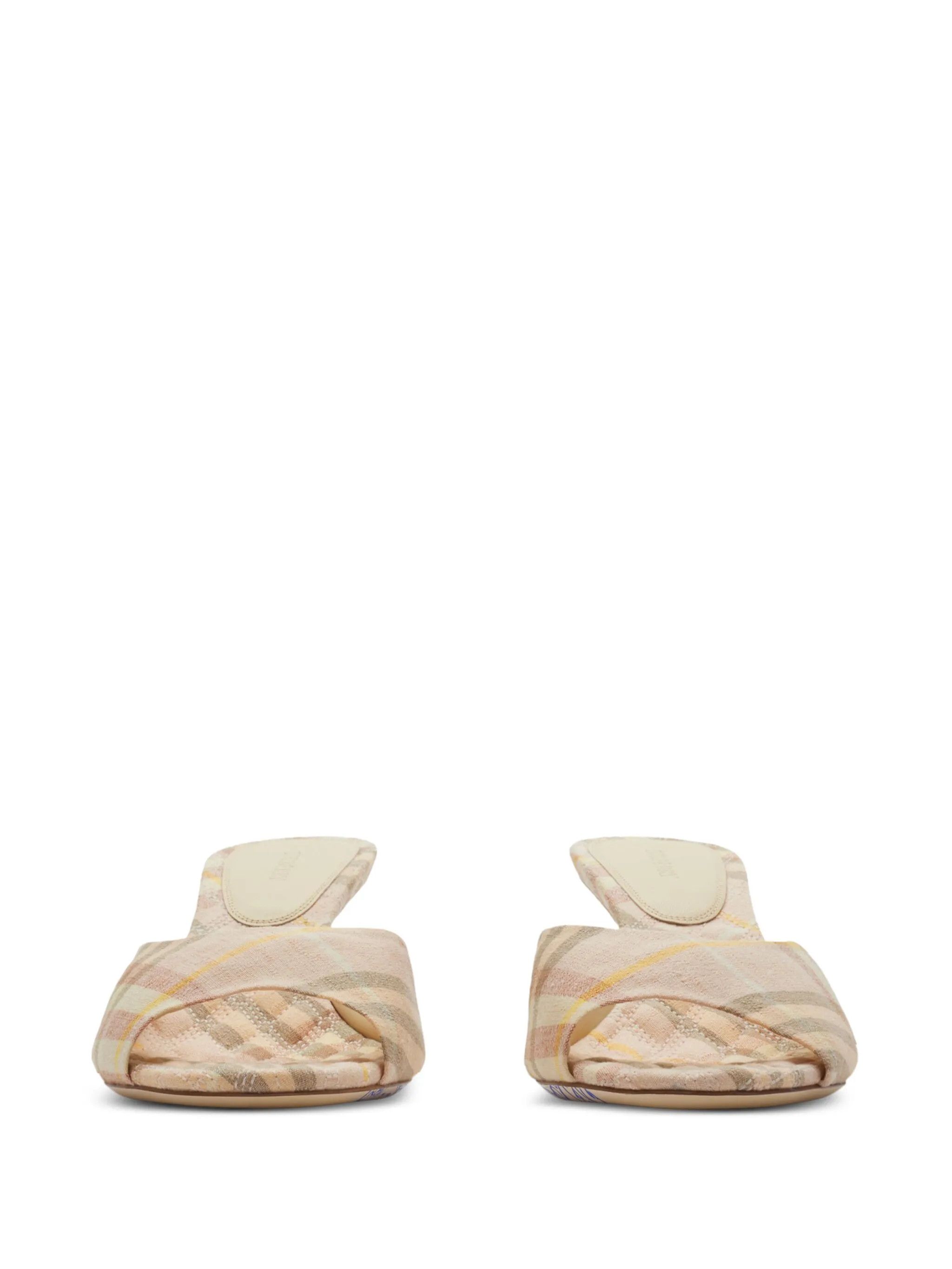Burberry o1s22i1n0125 Check Linen Mules in Multicolor Size US 7 / IT 37 - 3 Thumbnail