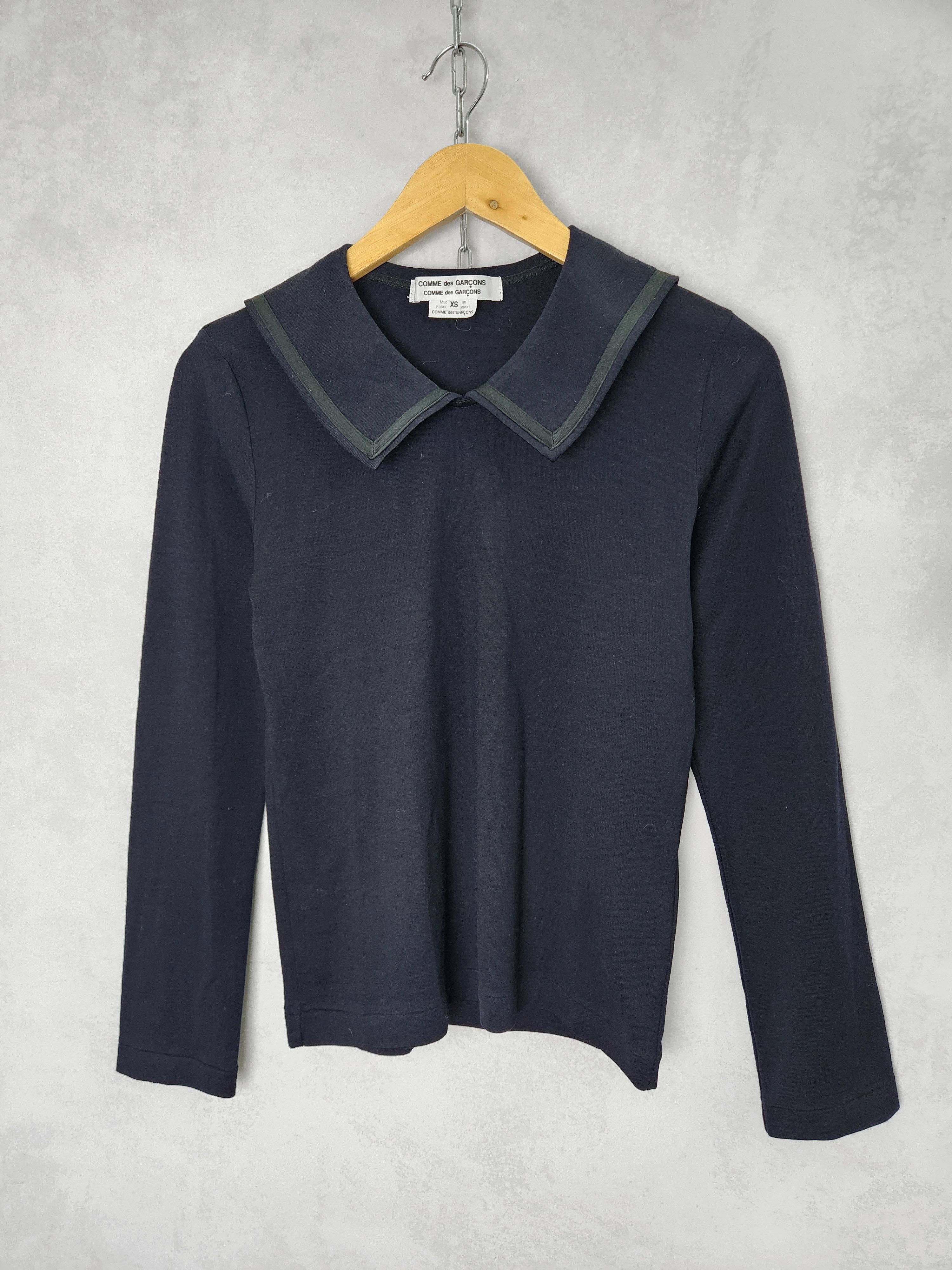 Comme des Garcons Comme Des Garcons wool navy collared long sleeve jumper Size XS / US 0-2 / IT 36-38 - 2 Thumbnail