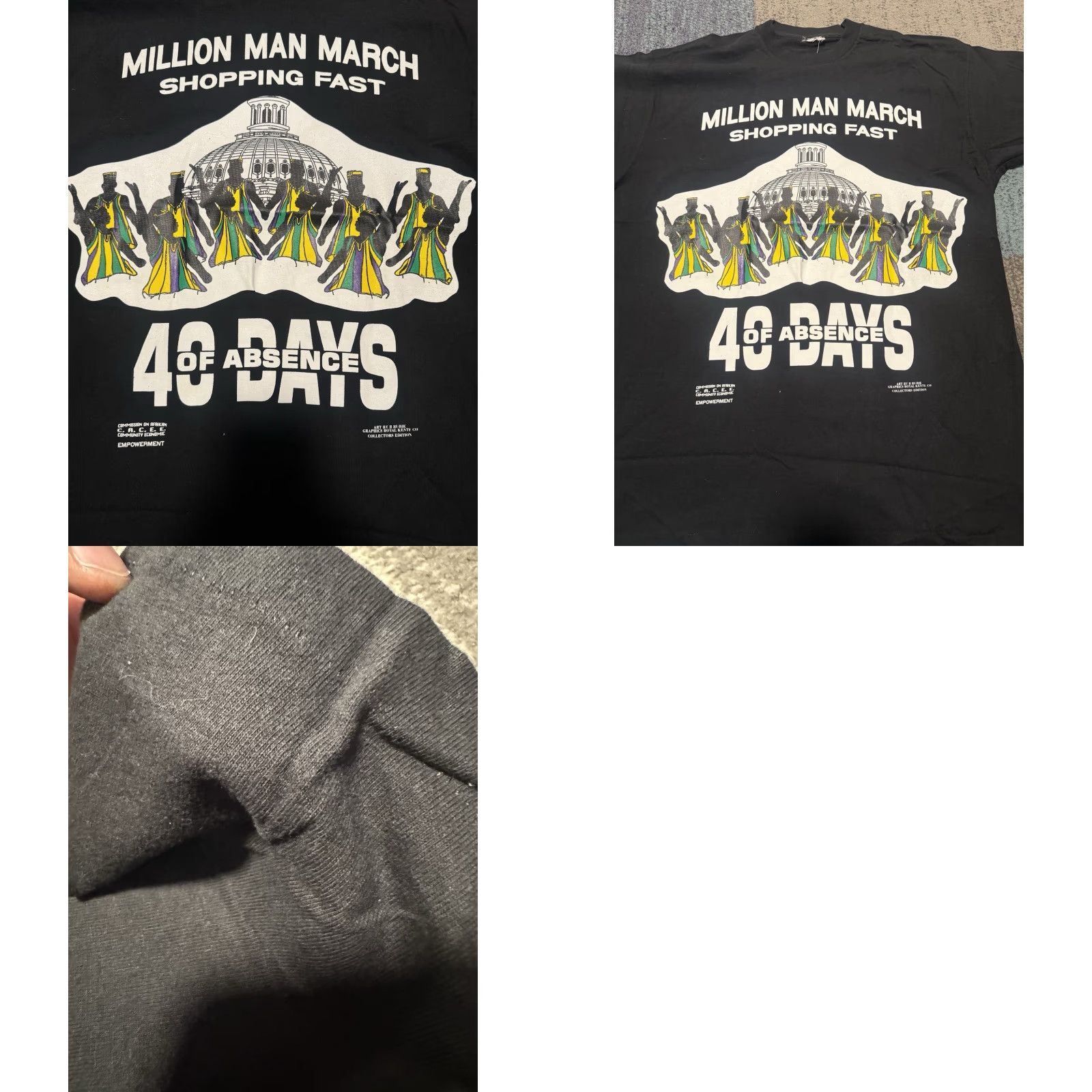 Fruit Of The Loom VINTAGE Million Man March 90's Graphic Shirt Limited Edition XL Rare African HTF Size US XL / EU 56 / 4 - 9 Thumbnail
